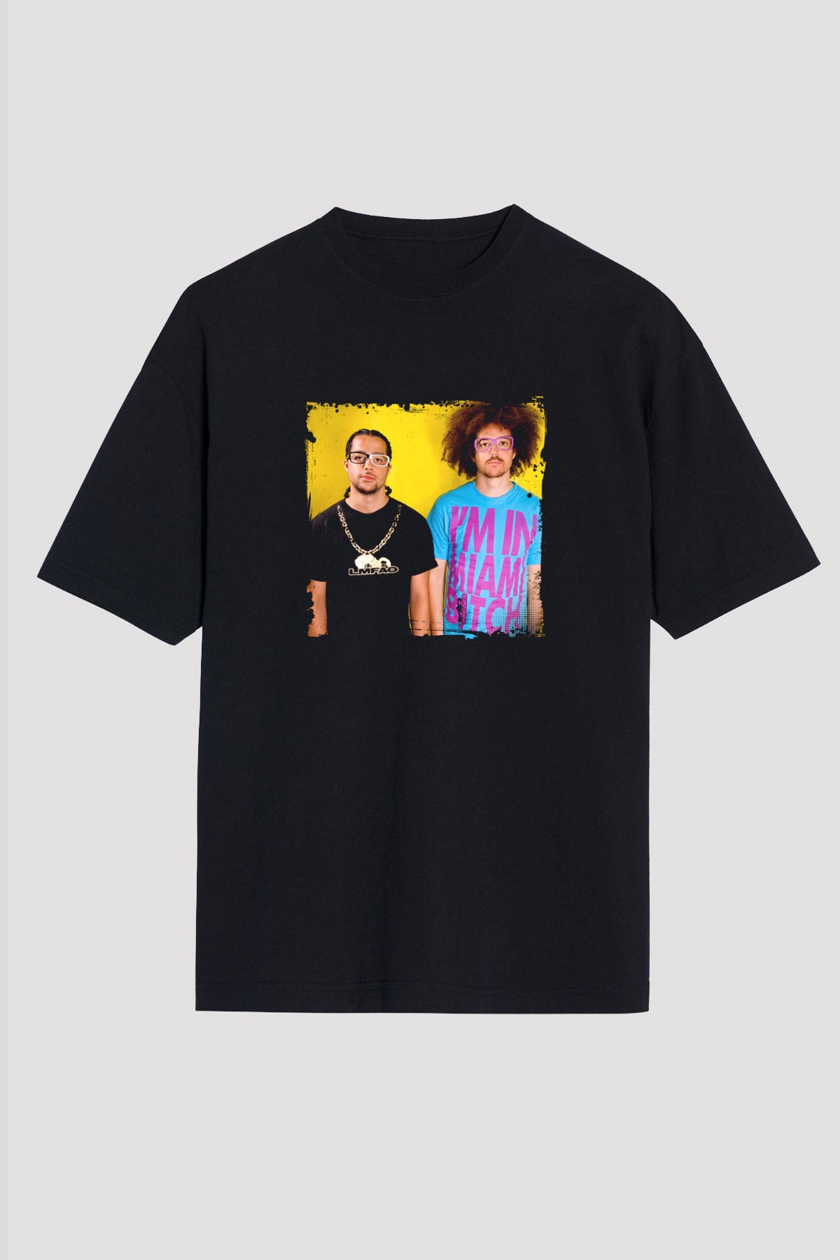 LMFAO Baskılı Unisex Oversize Siyah Tişört