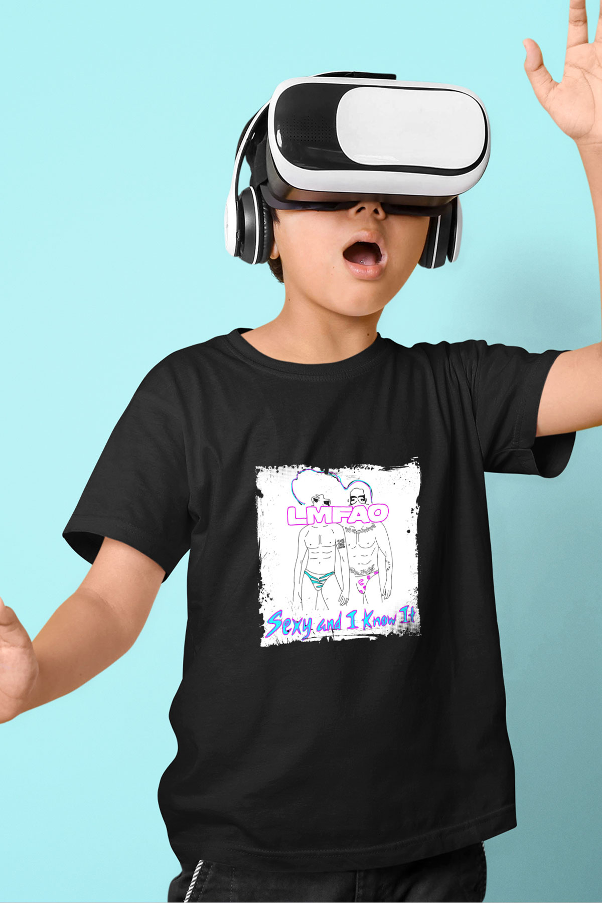 LMFAO Baskılı Unisex Siyah Çocuk Tişört
