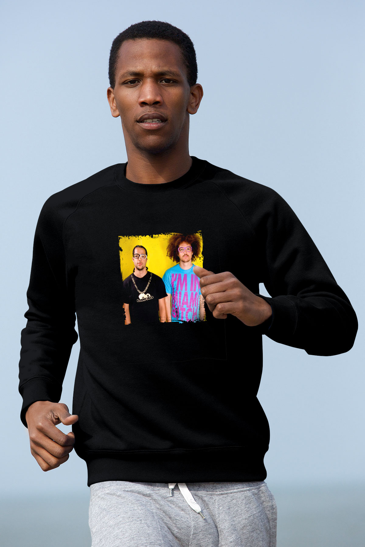 LMFAO Baskılı Unisex Siyah Sweatshirt