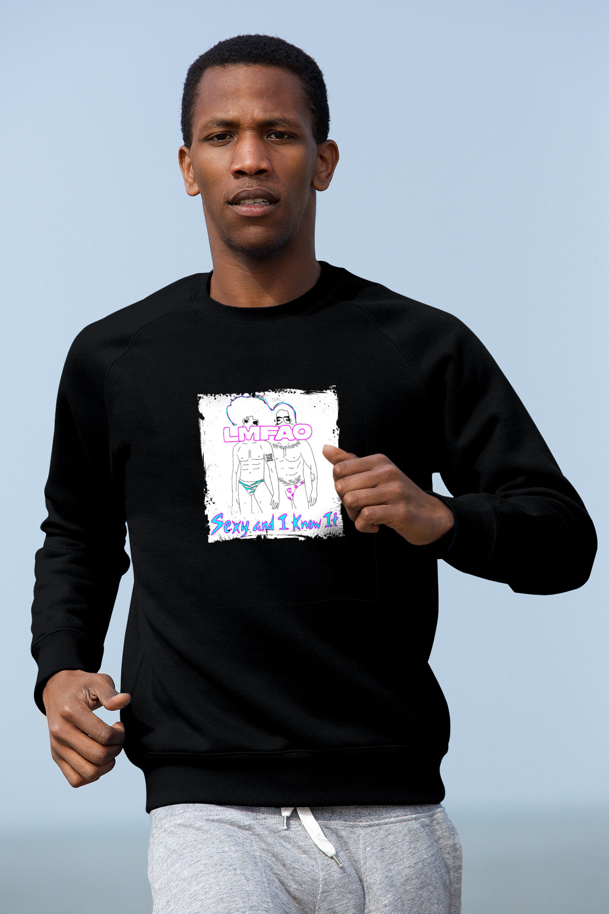 LMFAO Baskılı Unisex Siyah Sweatshirt