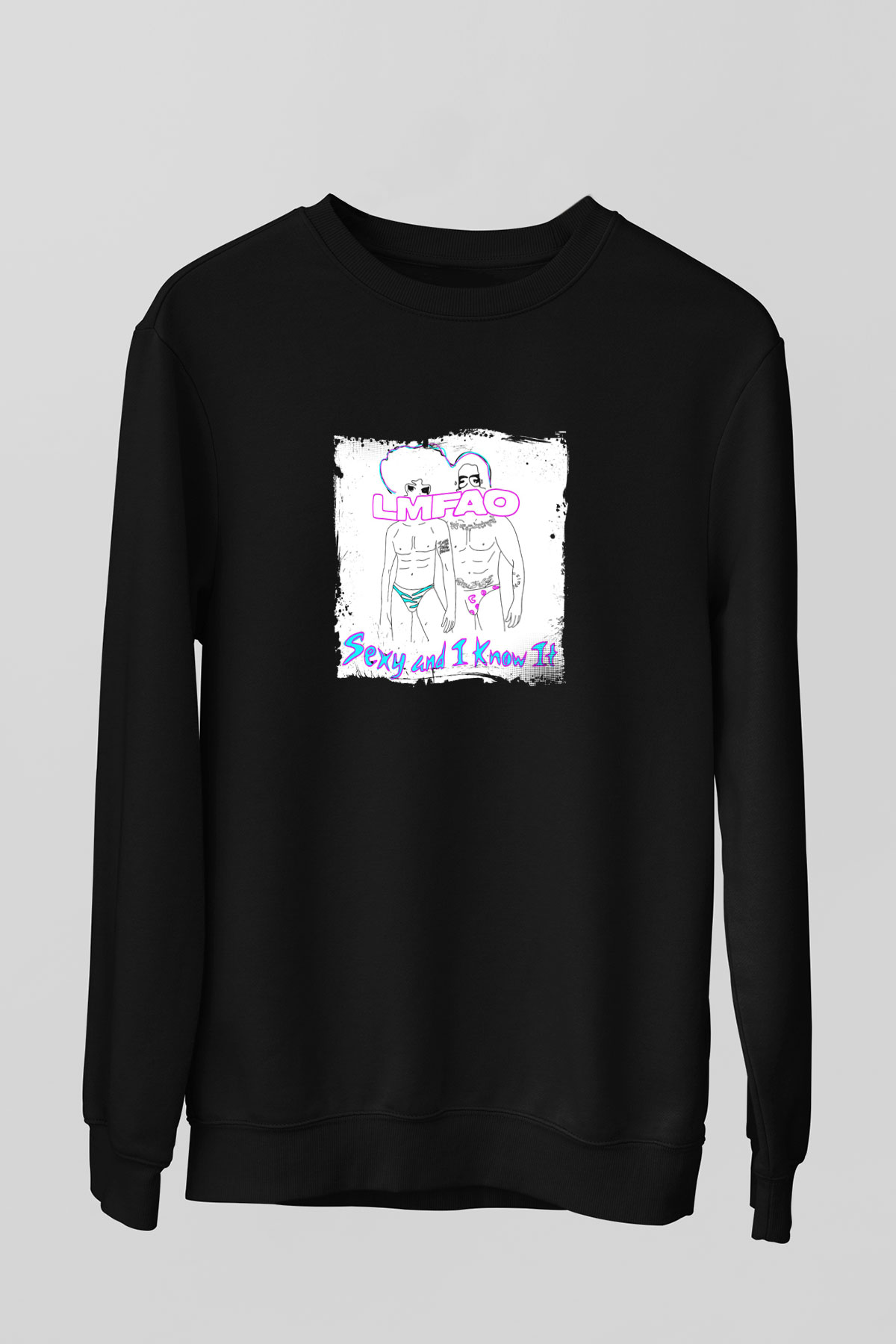 LMFAO Baskılı Unisex Siyah Sweatshirt