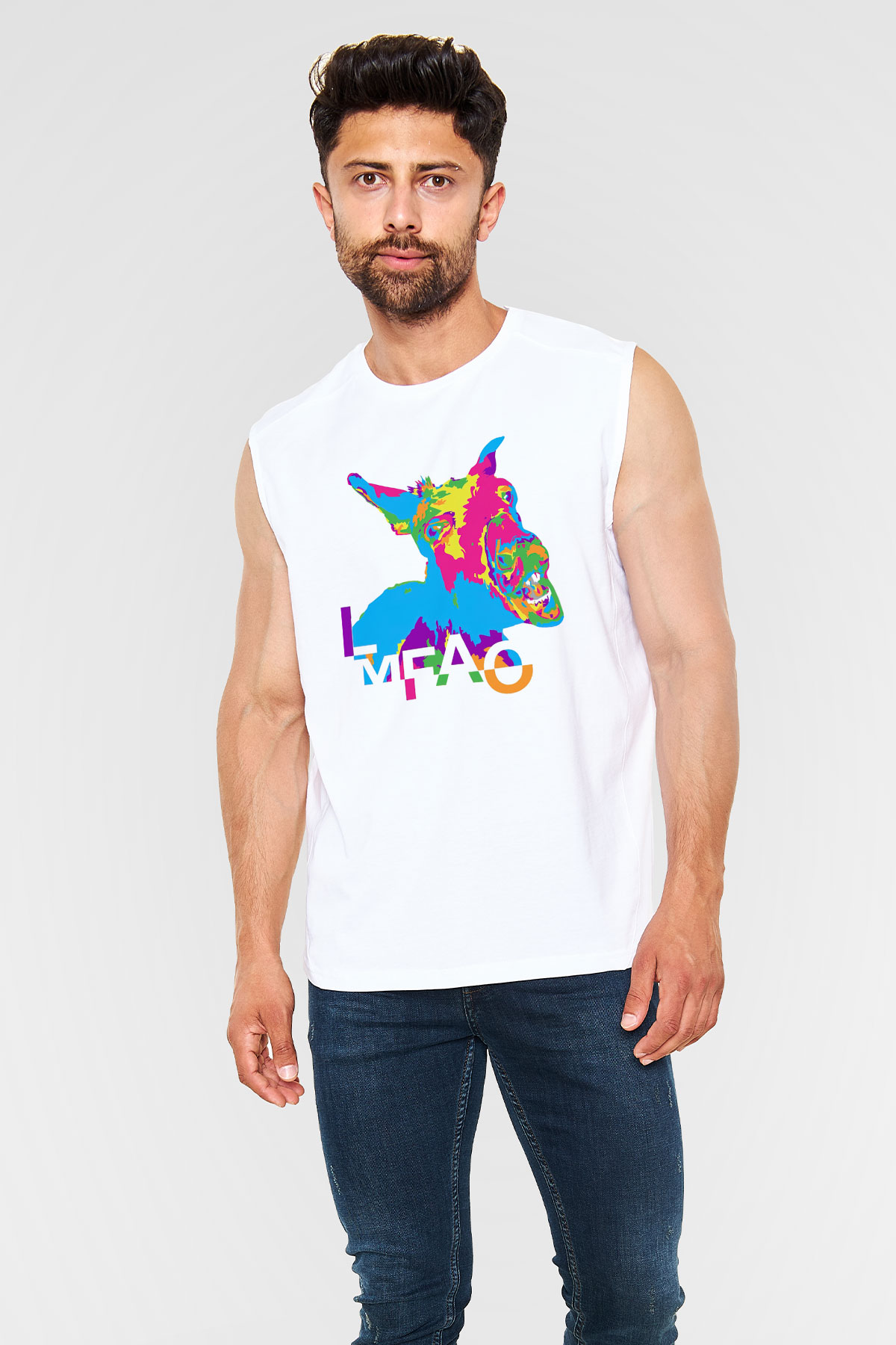 LMFAO Beyaz Unisex Kolsuz Tişört