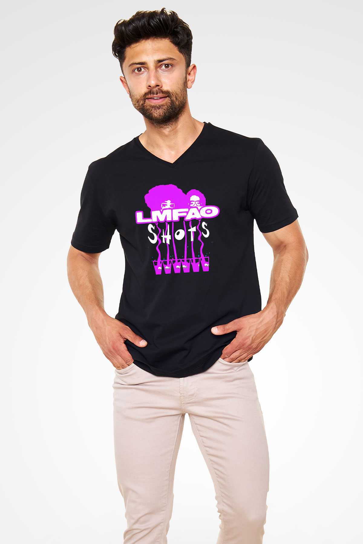 LMFAO Siyah Unisex V Yaka Tişört