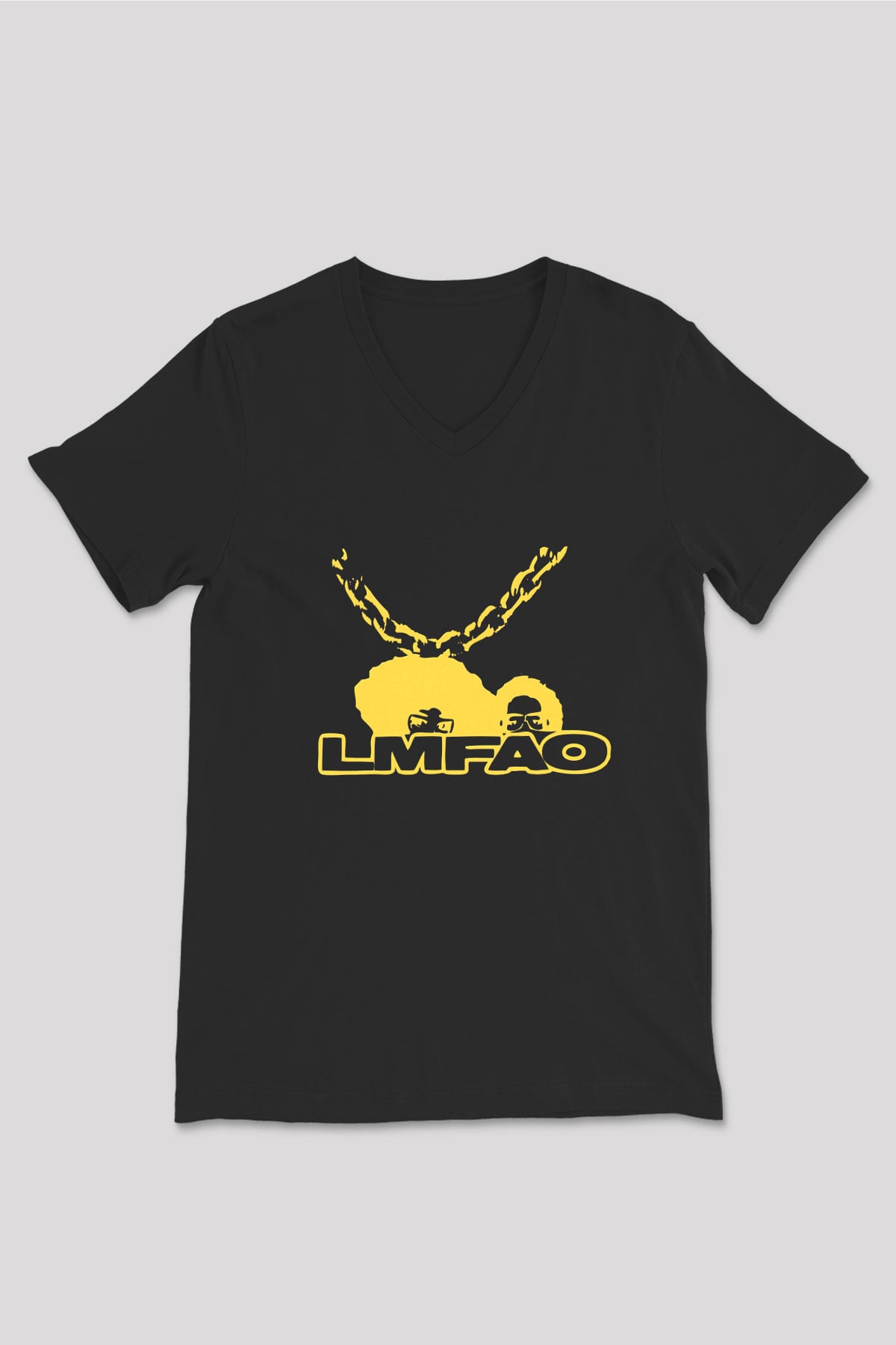 LMFAO Siyah Unisex V Yaka Tişört T-Shirt