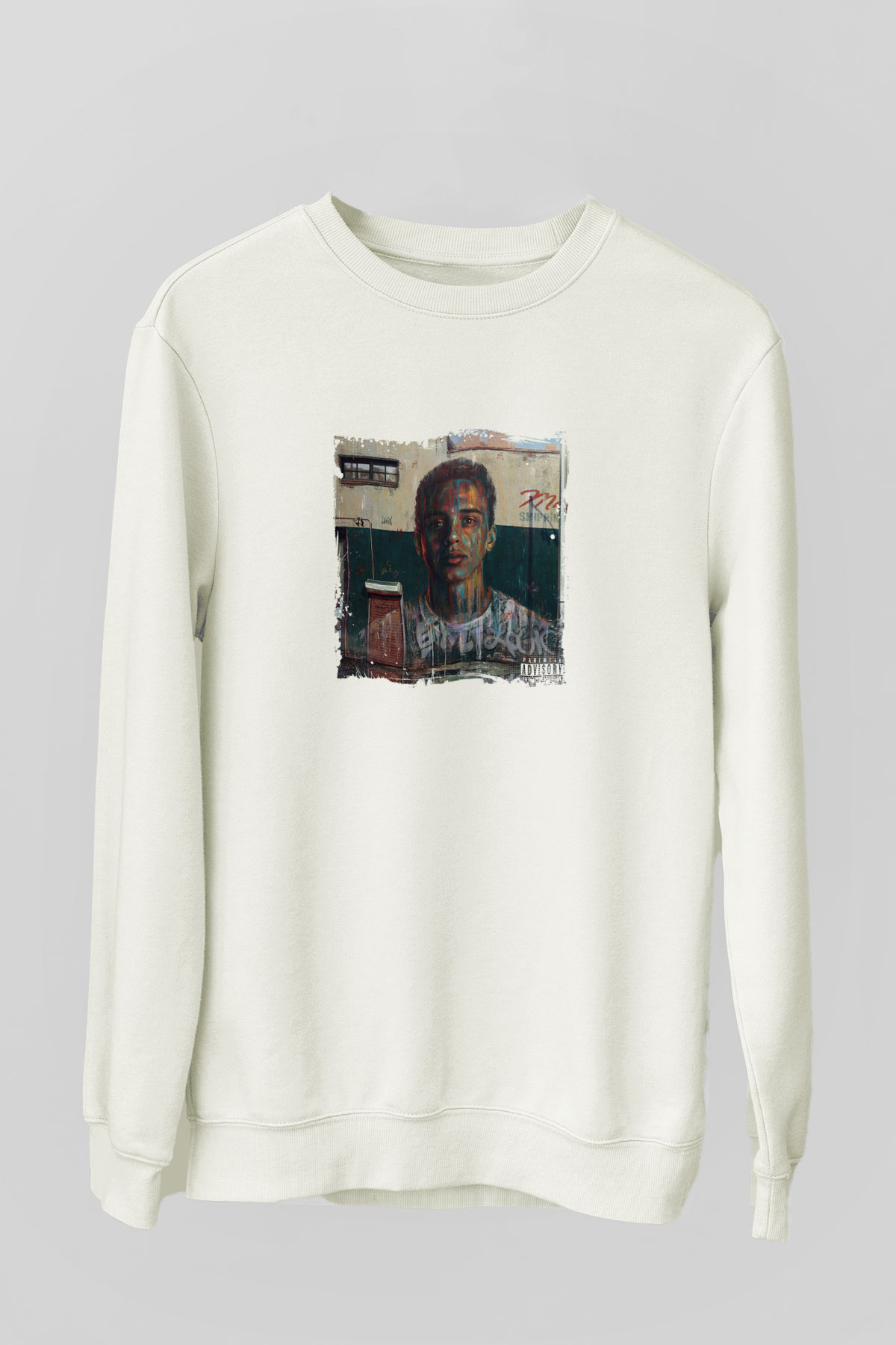 Logic Baskılı Unisex Beyaz Sweatshirt