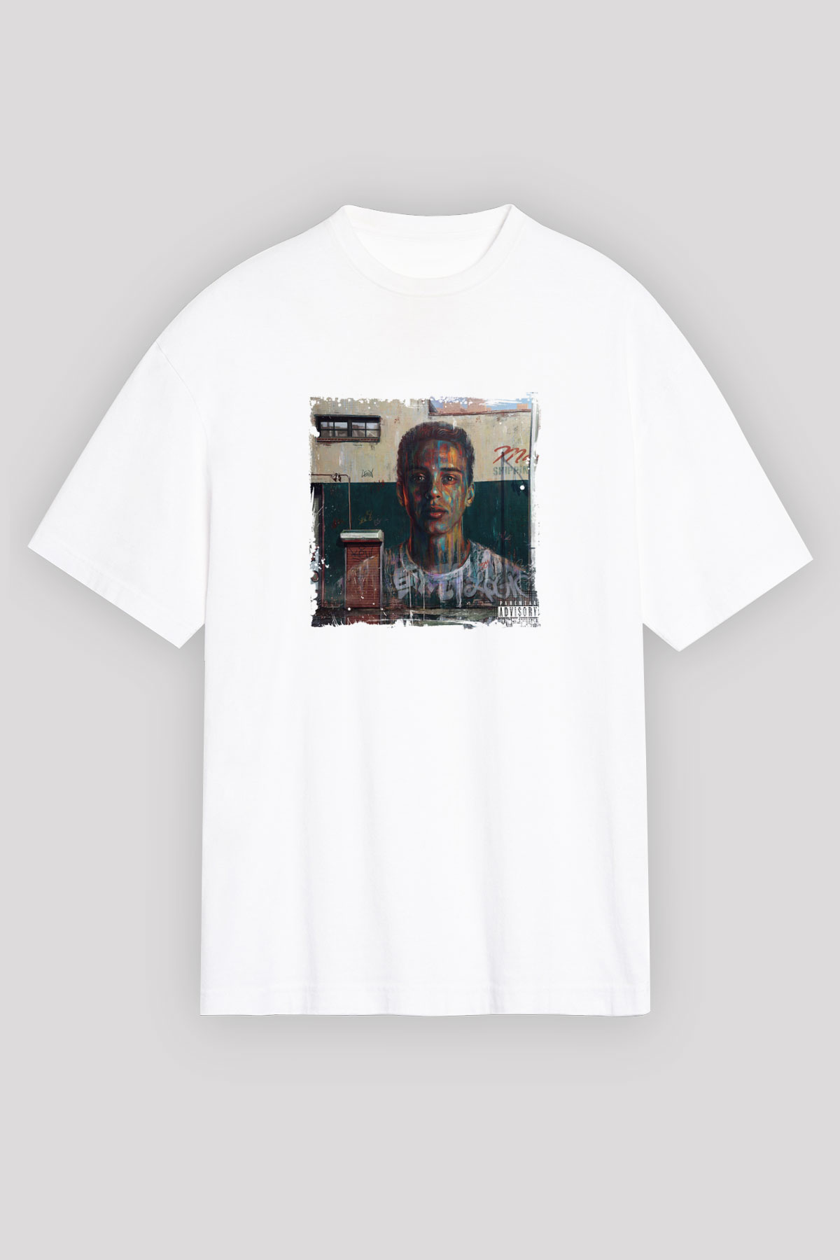 Logic Baskılı Oversize Beyaz Tişört