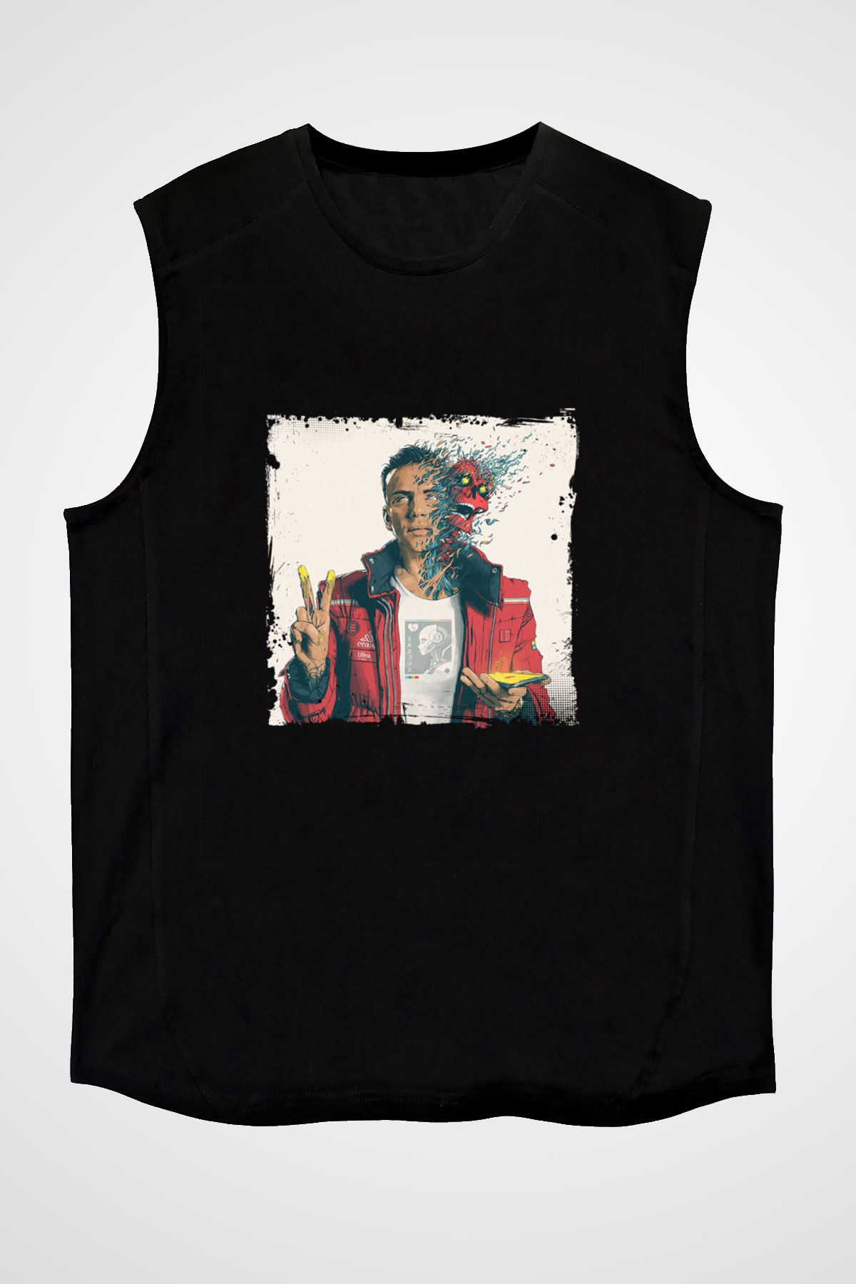 Logic Baskılı Unisex Siyah Kolsuz Tişört