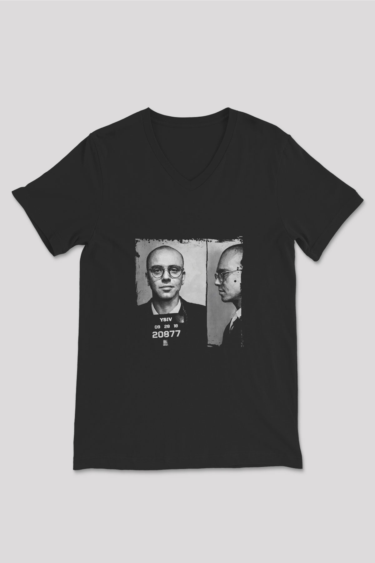 Logic Baskılı Unisex Siyah V Yaka Tişört