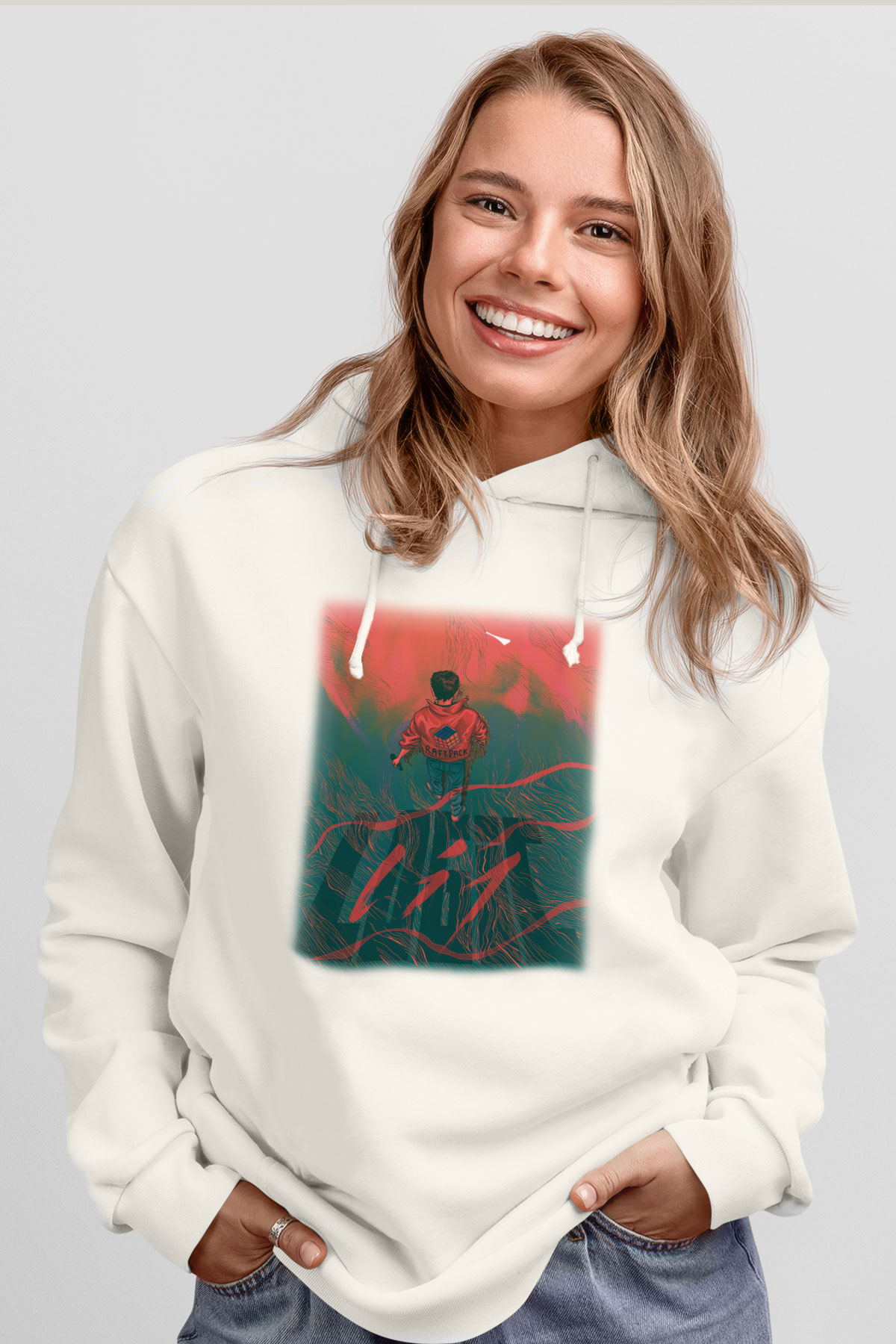 Logic Beyaz Unisex Kapşonlu Sweatshirt