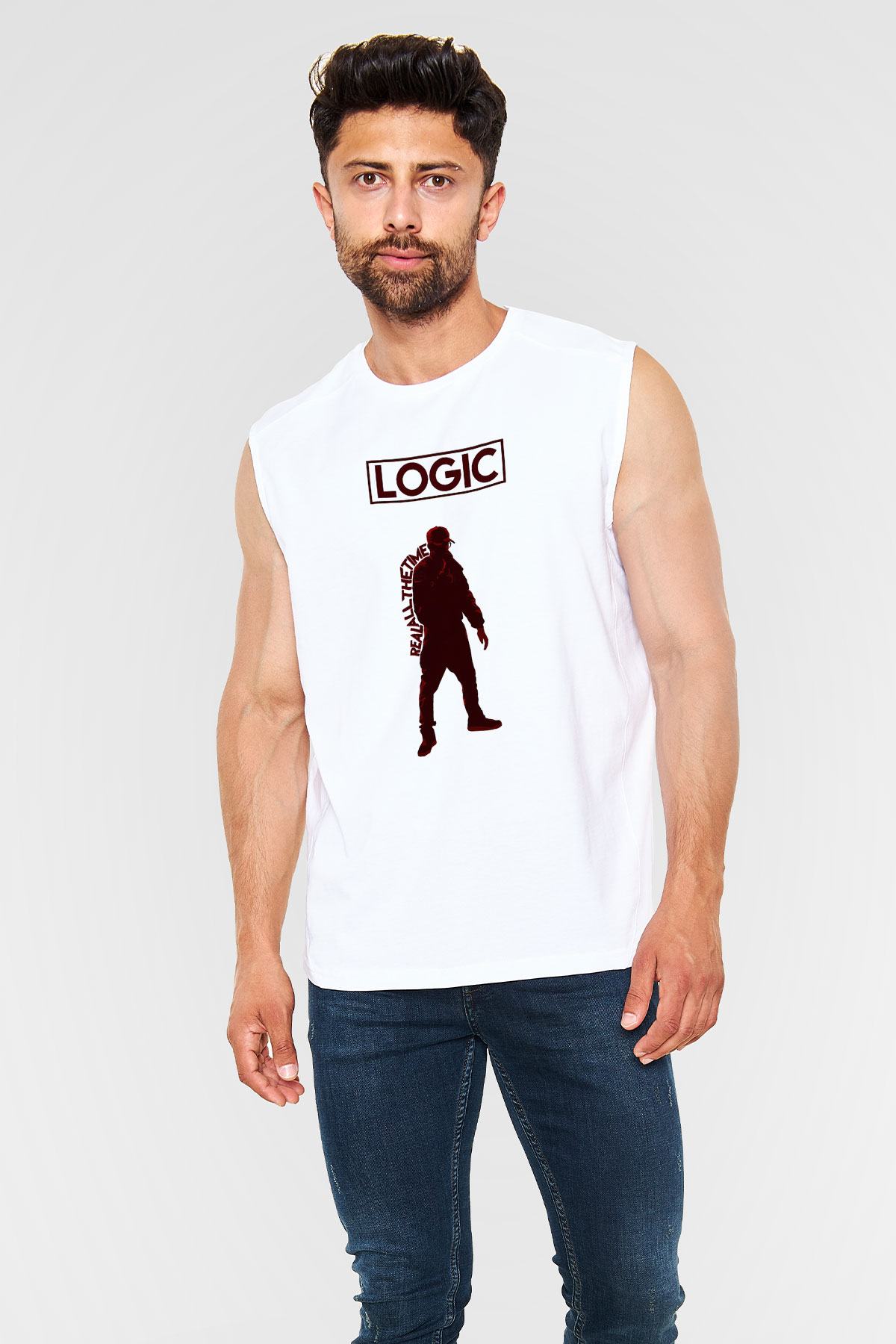 Logic Beyaz Unisex Kolsuz Tişört
