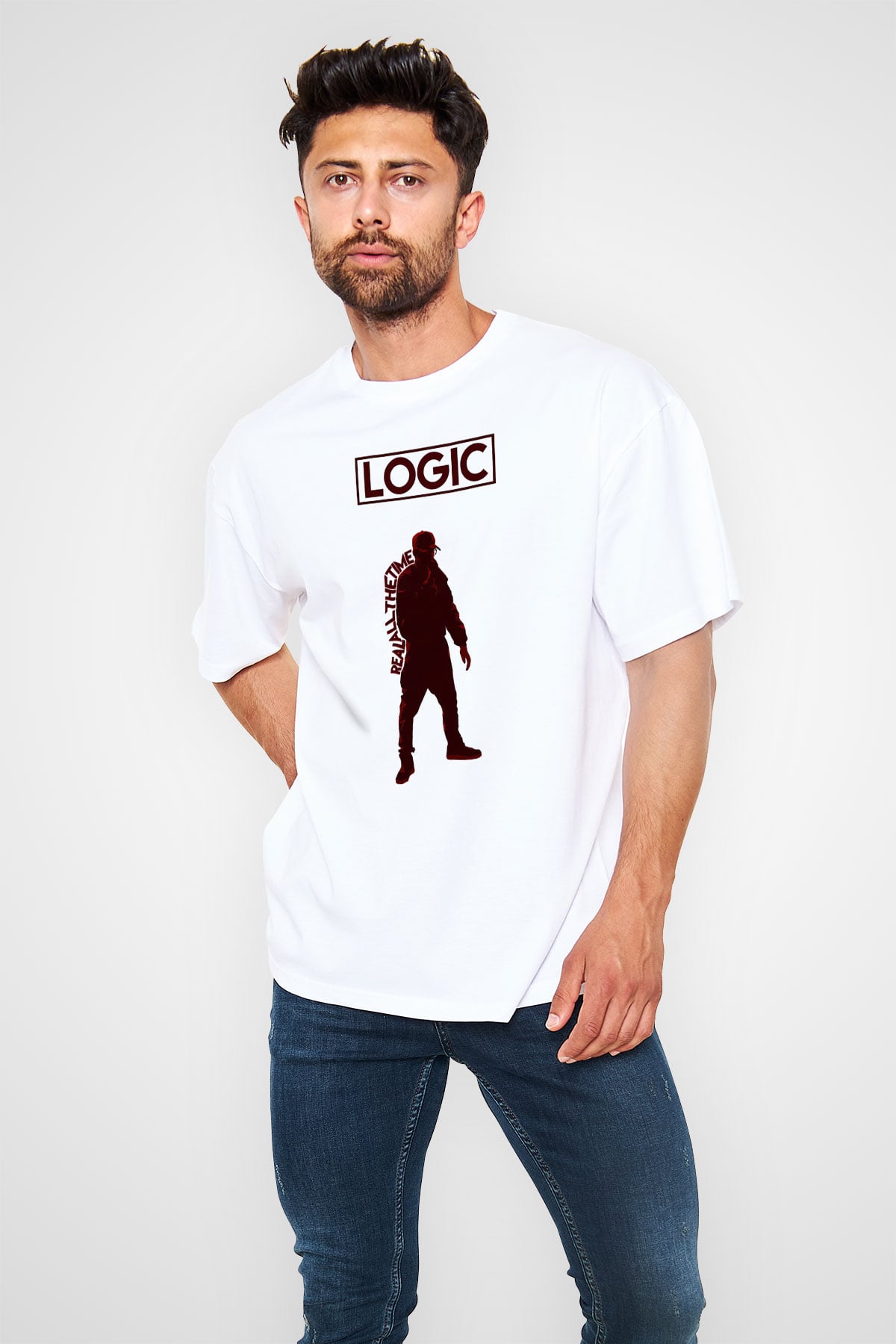 Logic Beyaz Unisex Oversize Tişört T-Shirt