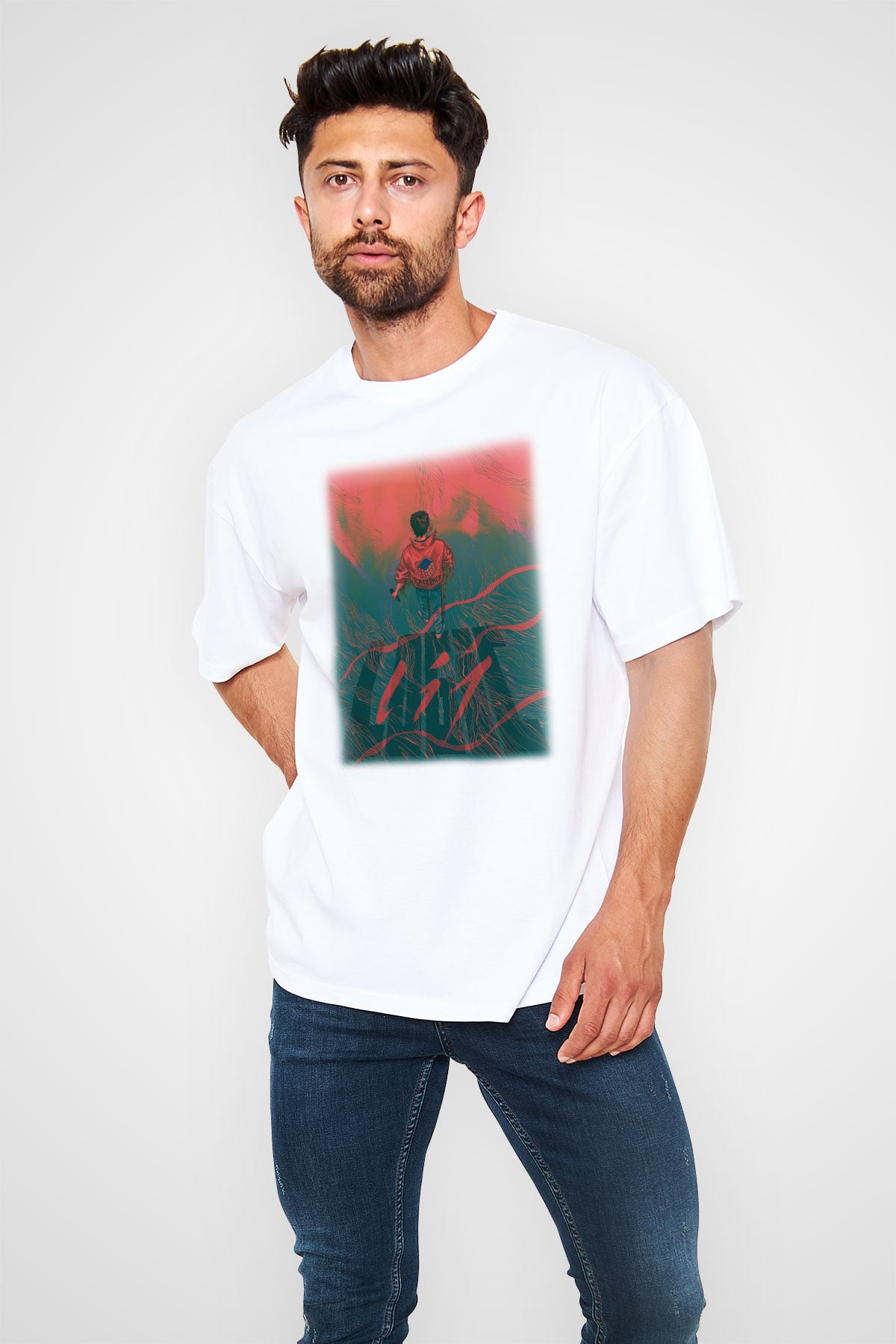 Logic Beyaz Unisex Oversize Tişört T-Shirt