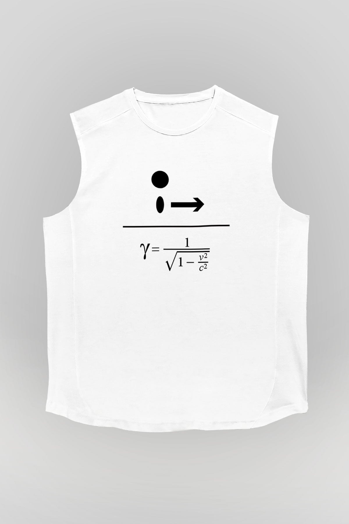 Lorentz Faktörü Baskılı Unisex Kolsuz Beyaz Tişört - Tshirt