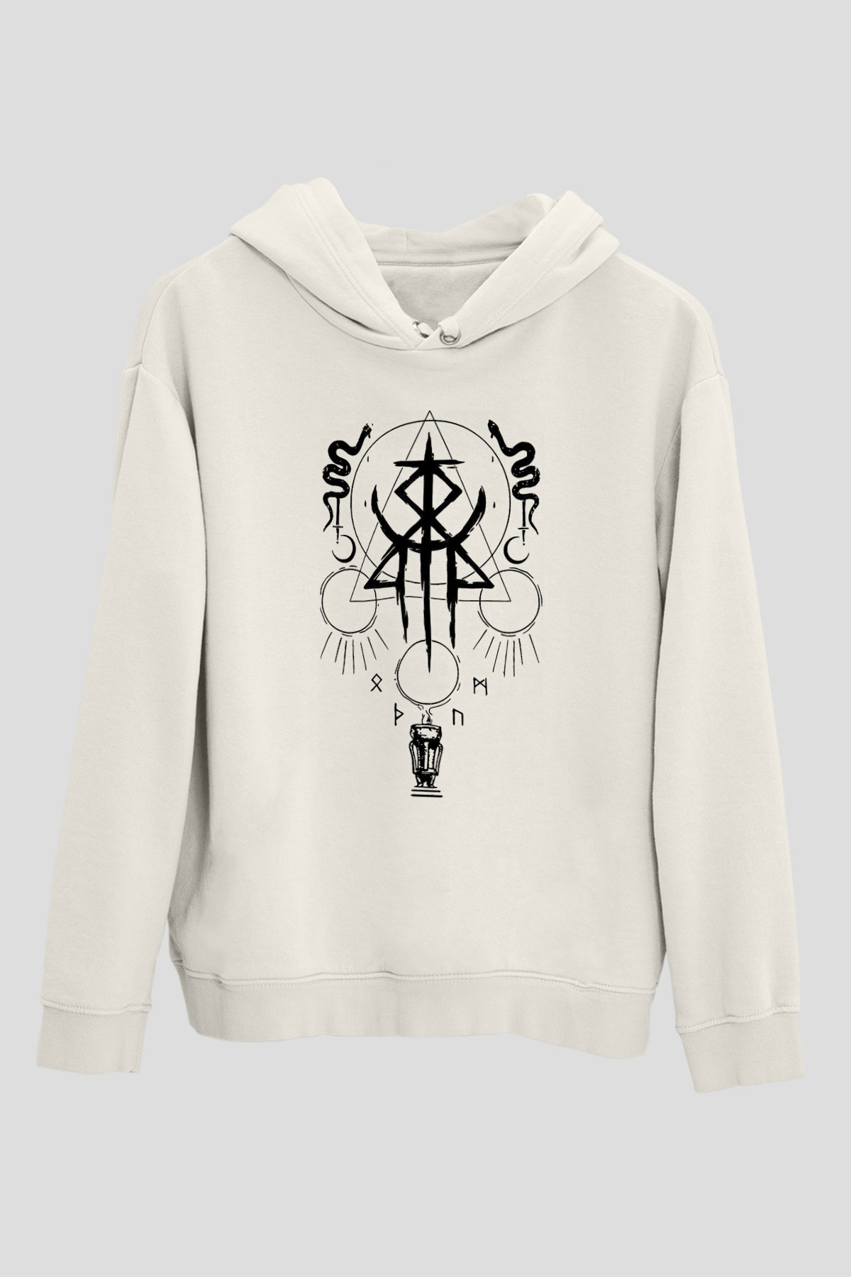 Lorna Shore Baskılı Beyaz Unisex Kapüşonlu Sweatshirt