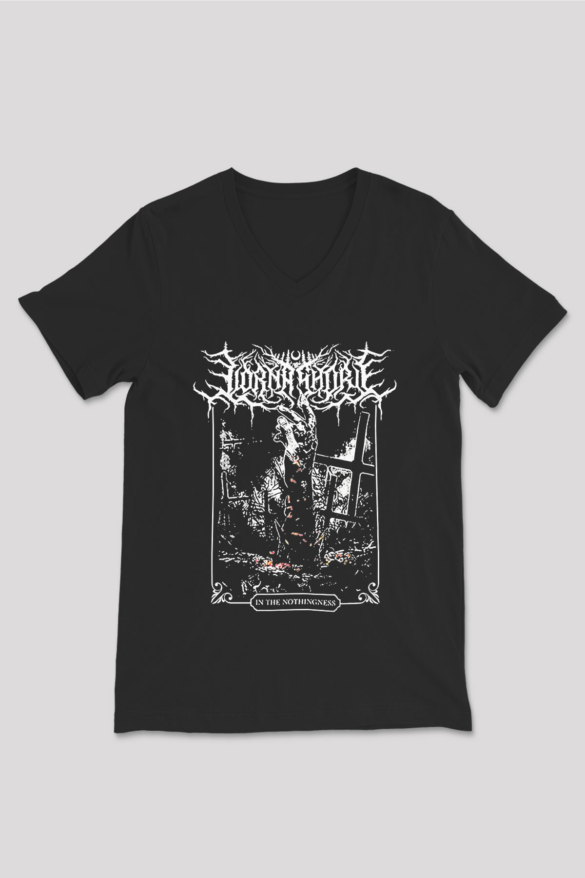 Lorna Shore Baskılı Unisex Siyah V Yaka Tişört - Tshirt
