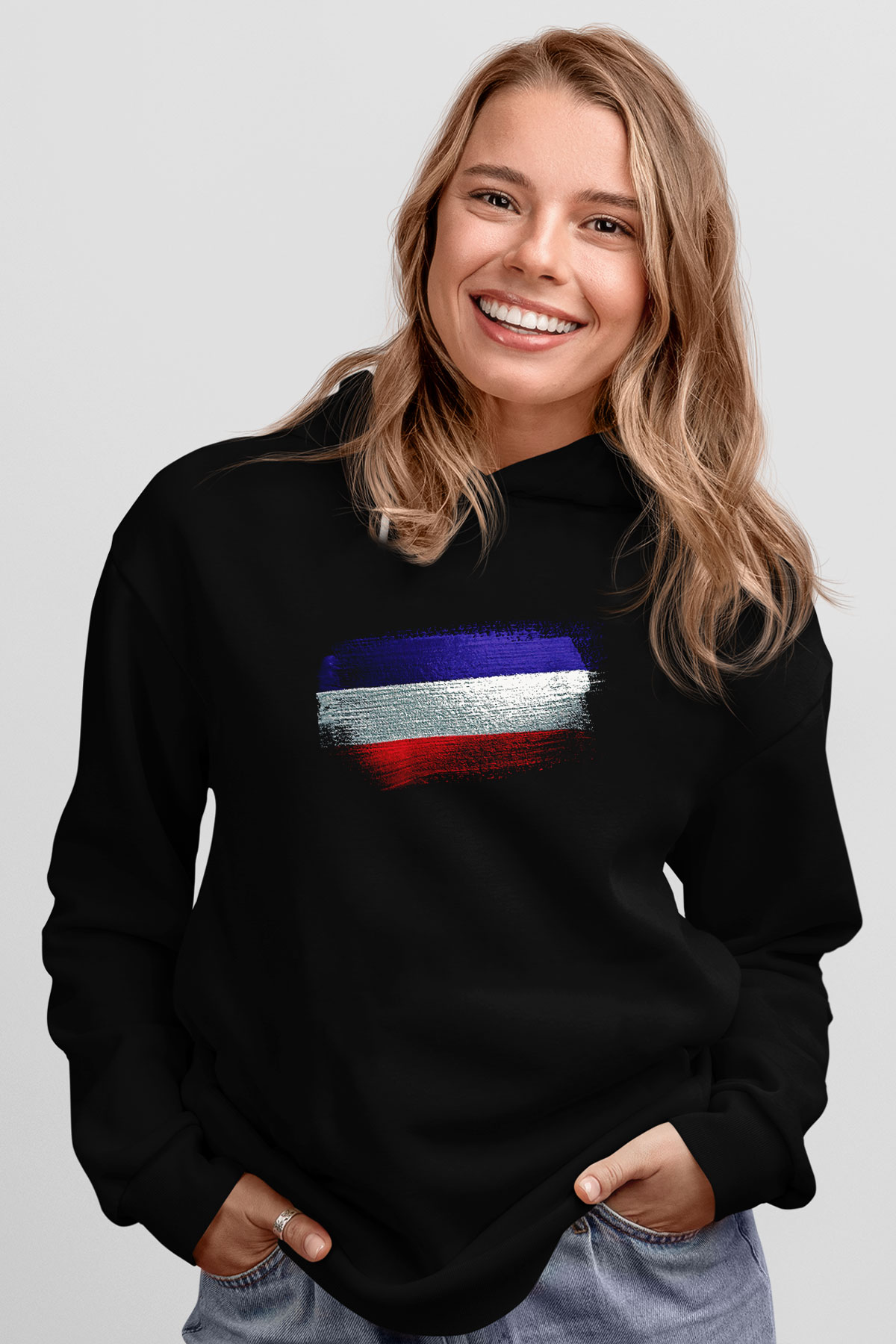 Los Altos Bayrağı Baskılı Unisex Siyah Kapüşonlu Sweatshirt