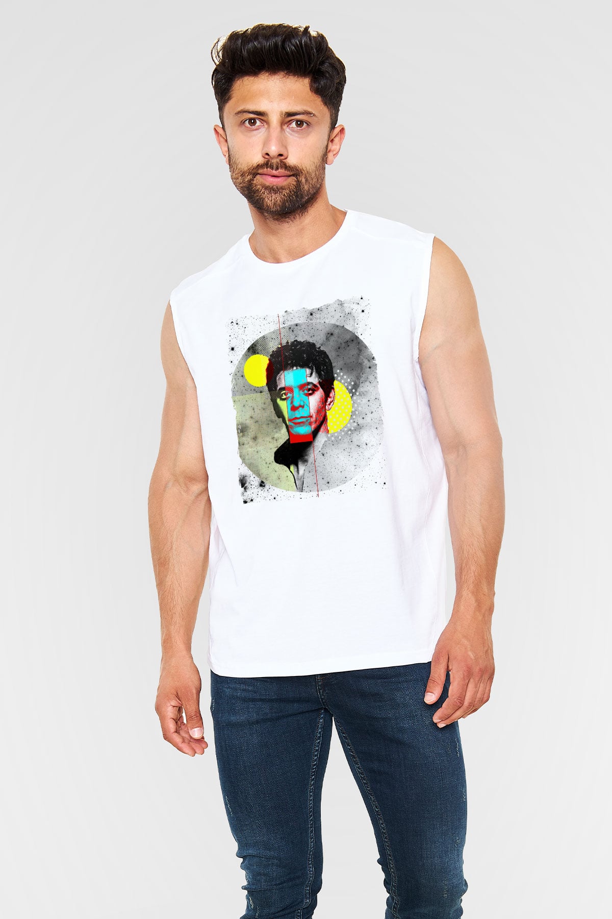 Lou Reed Beyaz Unisex Kolsuz Tişört