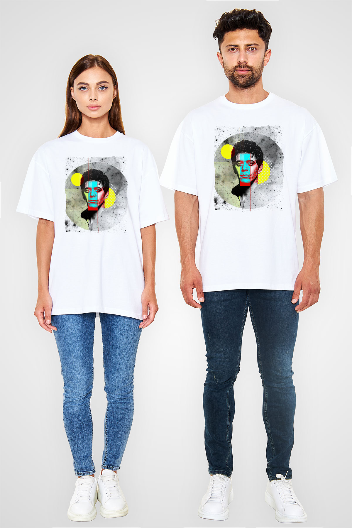 Lou Reed Beyaz Oversize Tişört Oversize T-shirt - TişörtFabrikası