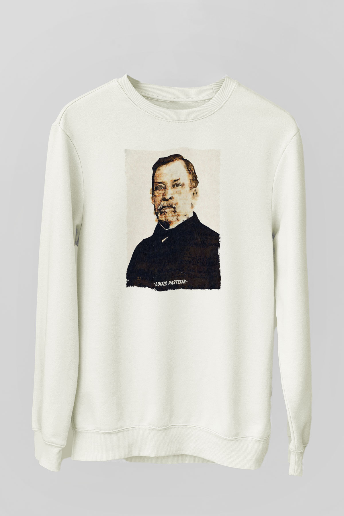 Louis Pasteur Baskılı Unisex Ekru Sweatshirt