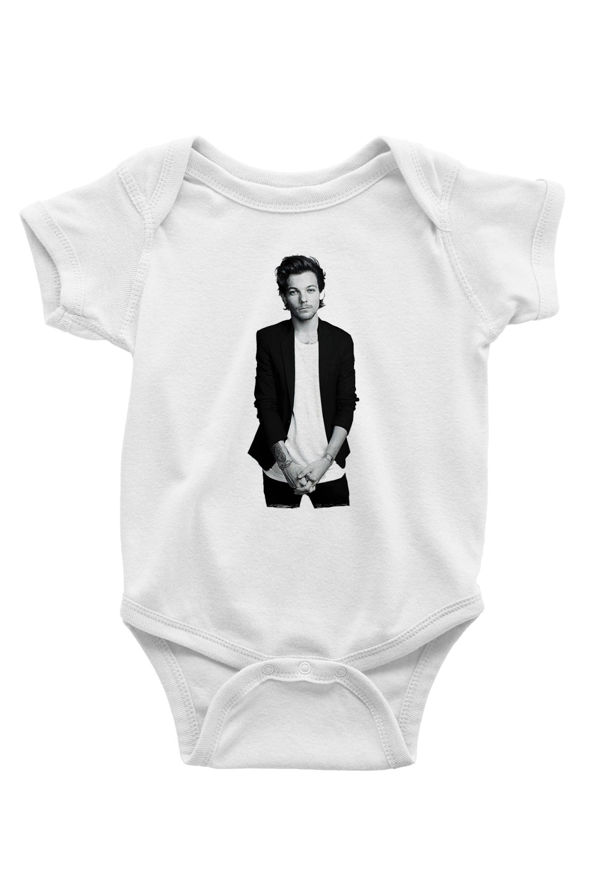 Louis Tomlinson Baskılı Beyaz Unisex Bebek Body - Zıbın