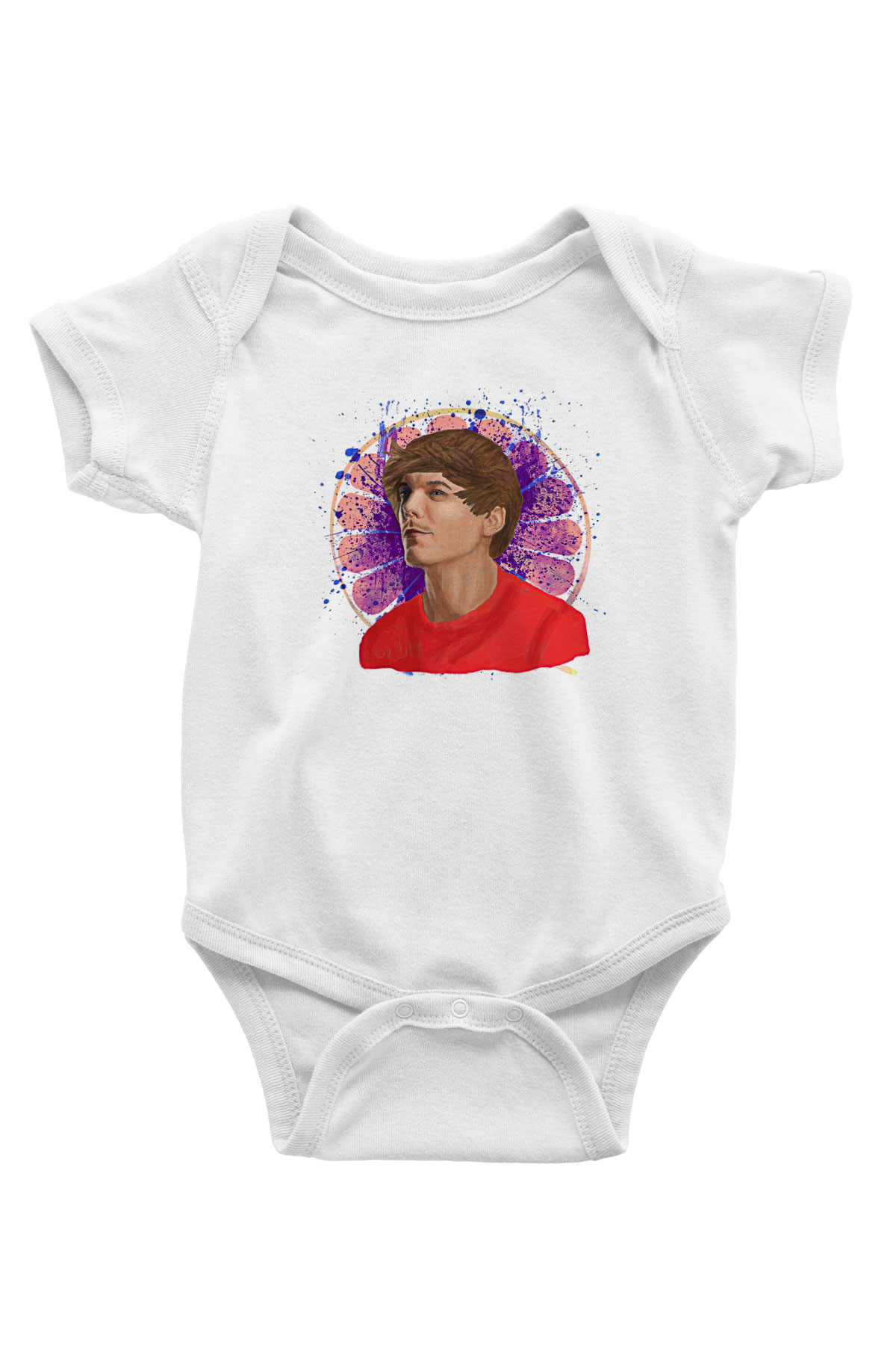 Louis Tomlinson Baskılı Beyaz Unisex Bebek Body - Zıbın