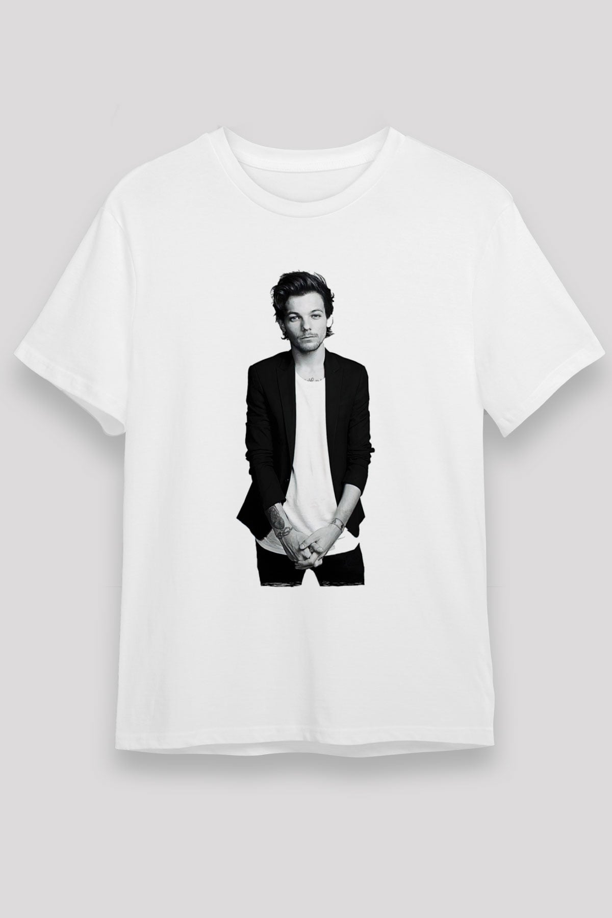 Louis Tomlinson Baskılı Unisex Beyaz Tişört - Tshirt