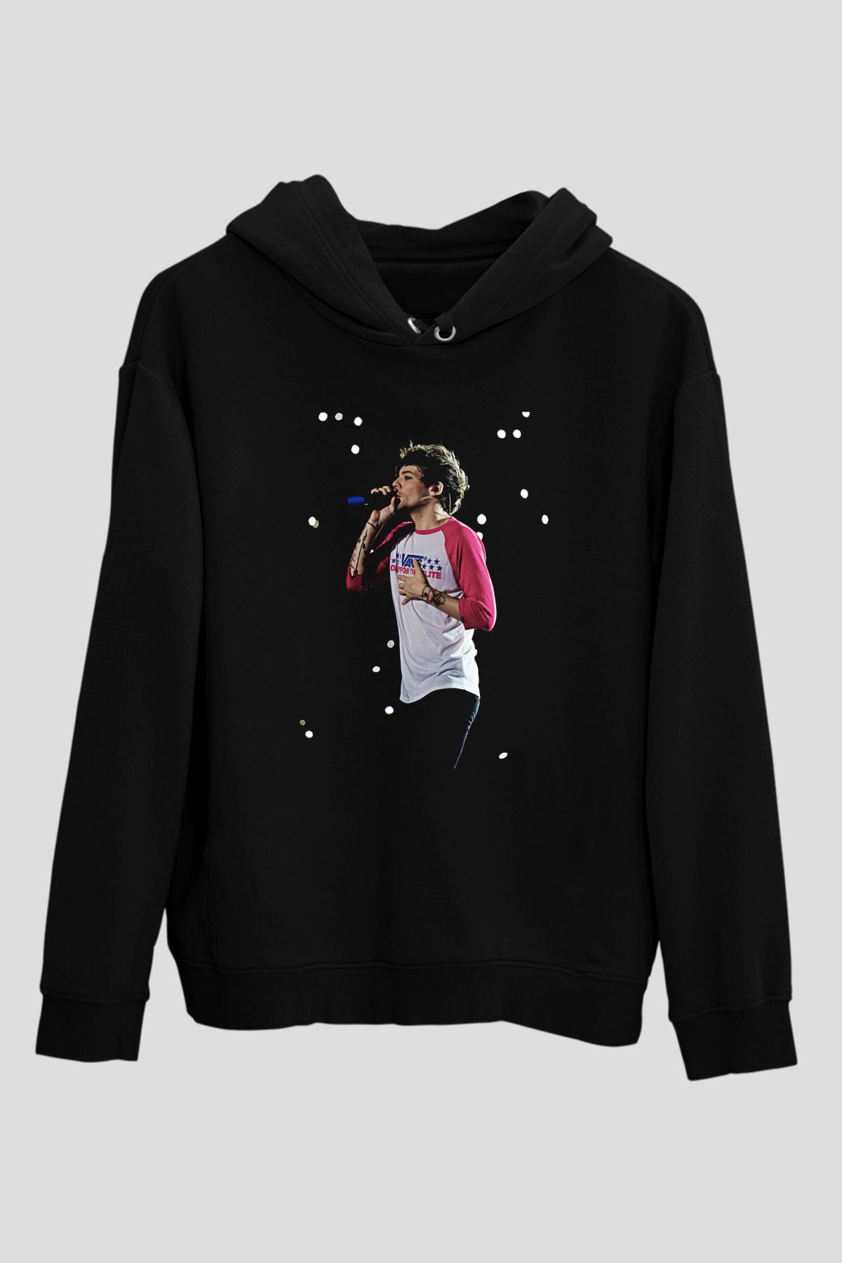 Louis Tomlinson Baskılı Unisex Siyah Hoodie
