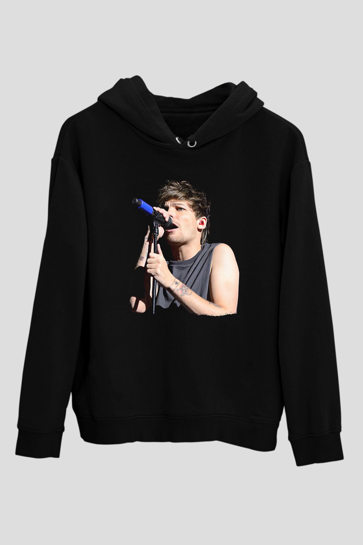 Louis Tomlinson Baskılı Unisex Siyah Hoodie