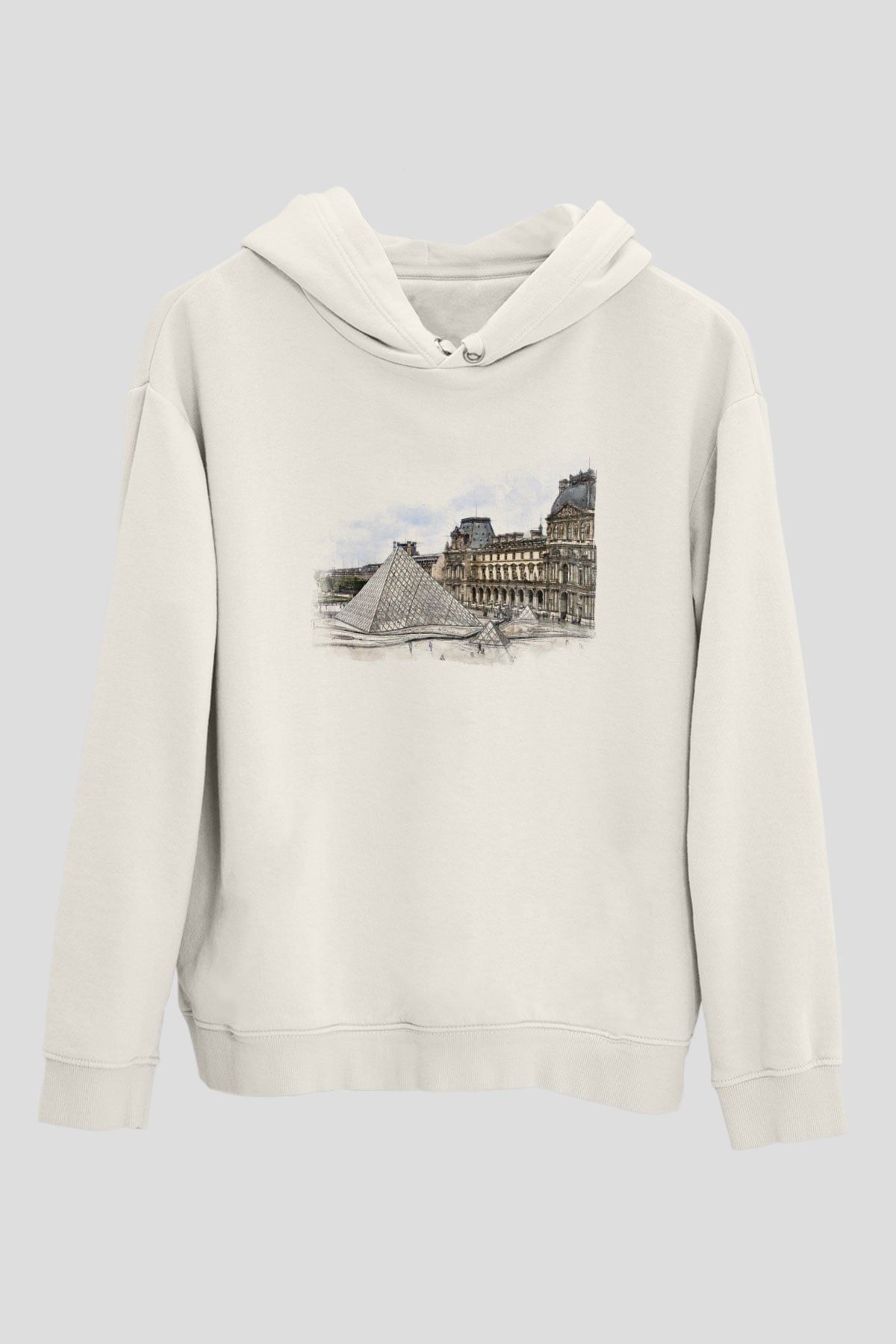 Louvre Müzesi Beyaz Unisex Hoodie