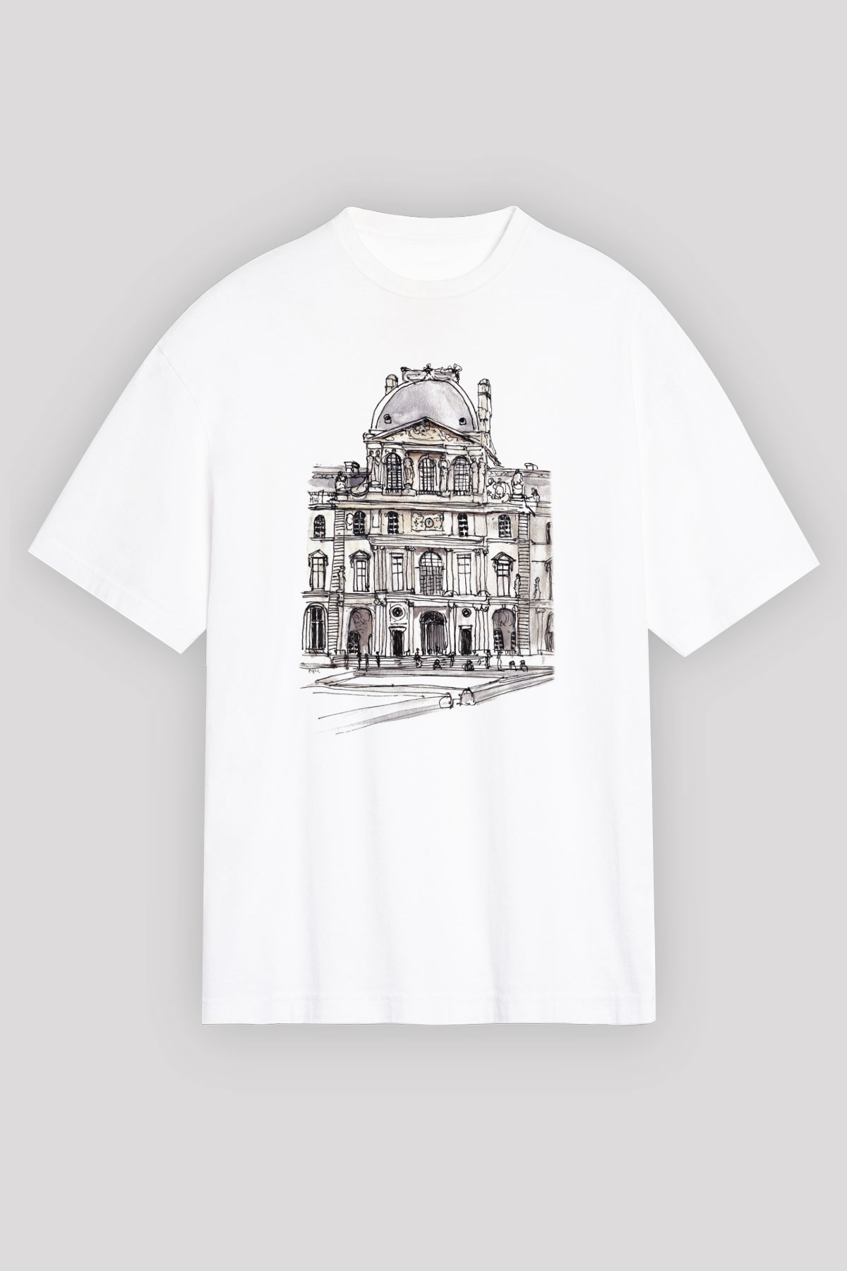 Louvre Müzesi Beyaz Unisex Oversize Tişört T-Shirt