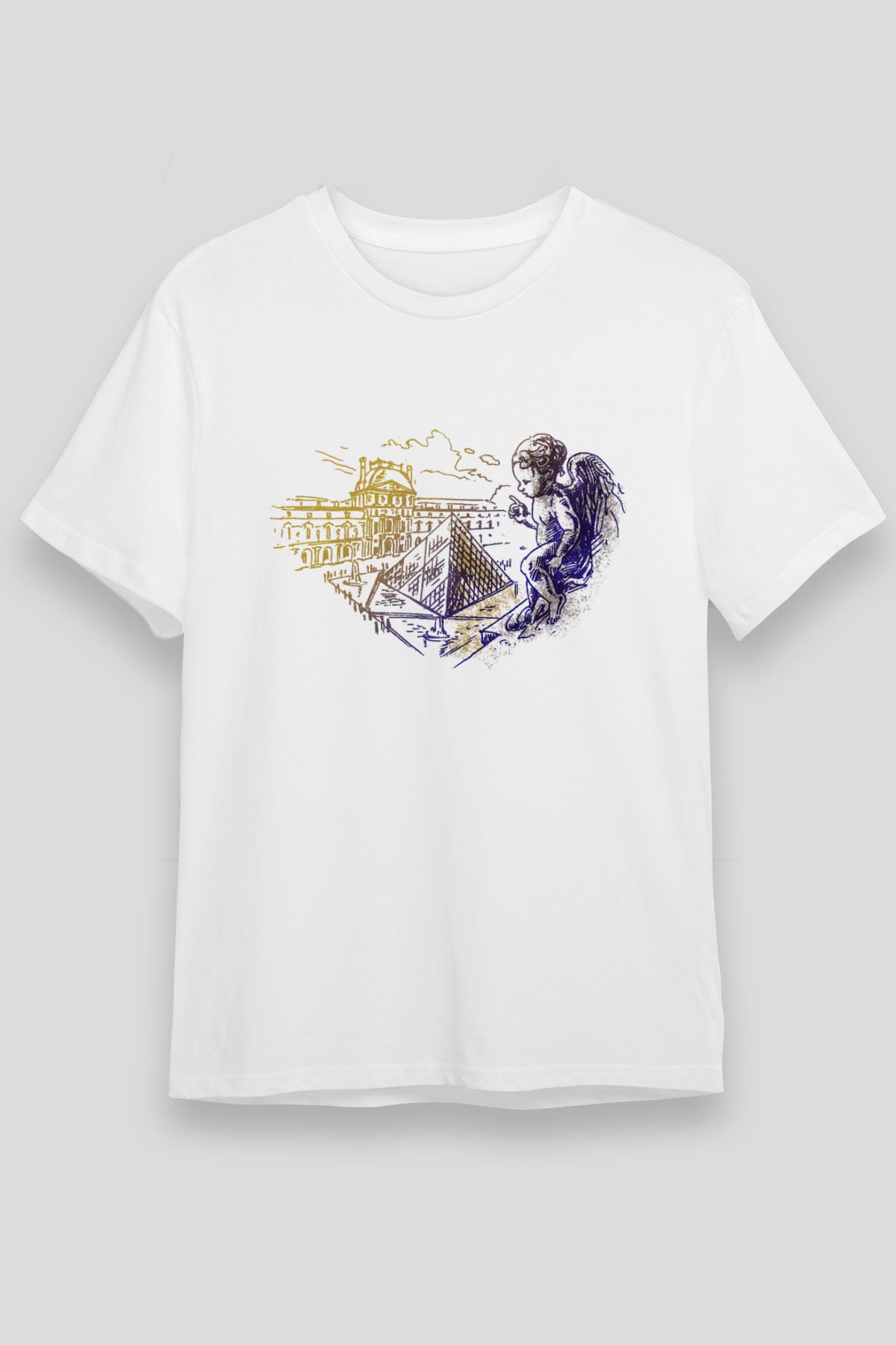 Louvre Müzesi Beyaz Unisex Tişört T-Shirt - TişörtFabrikası