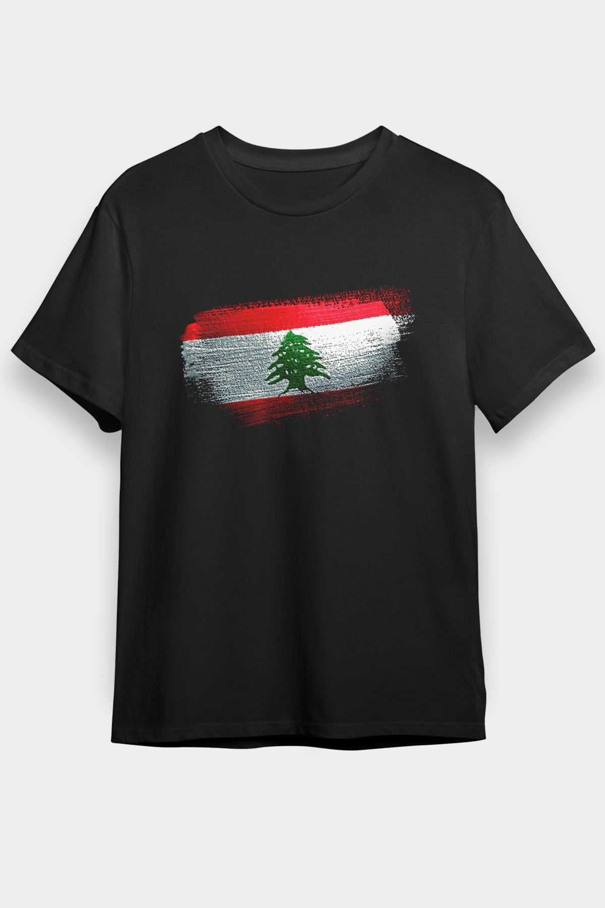 Lübnan - Lebanon Bayrağı Baskılı Unisex Siyah Tişört