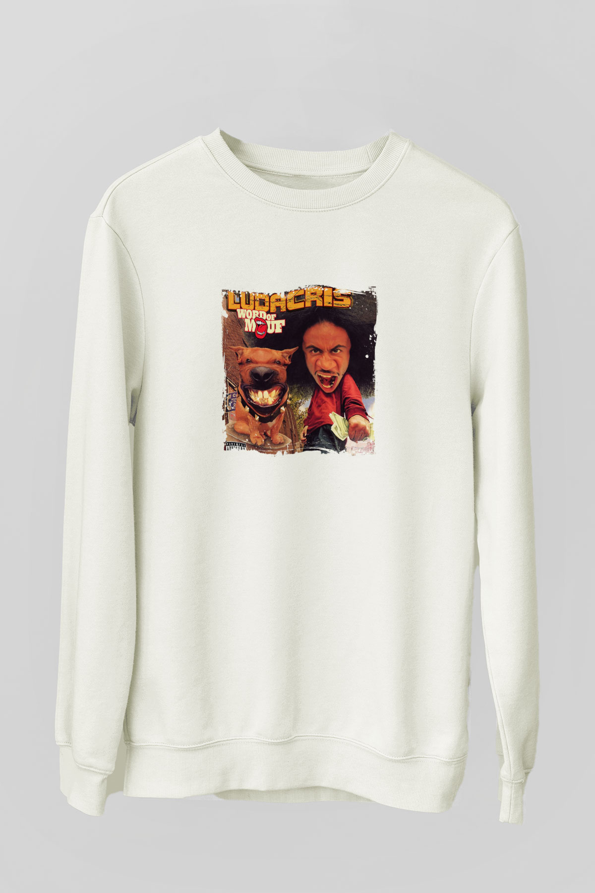 Ludacris Baskılı Unisex Beyaz Sweatshirt
