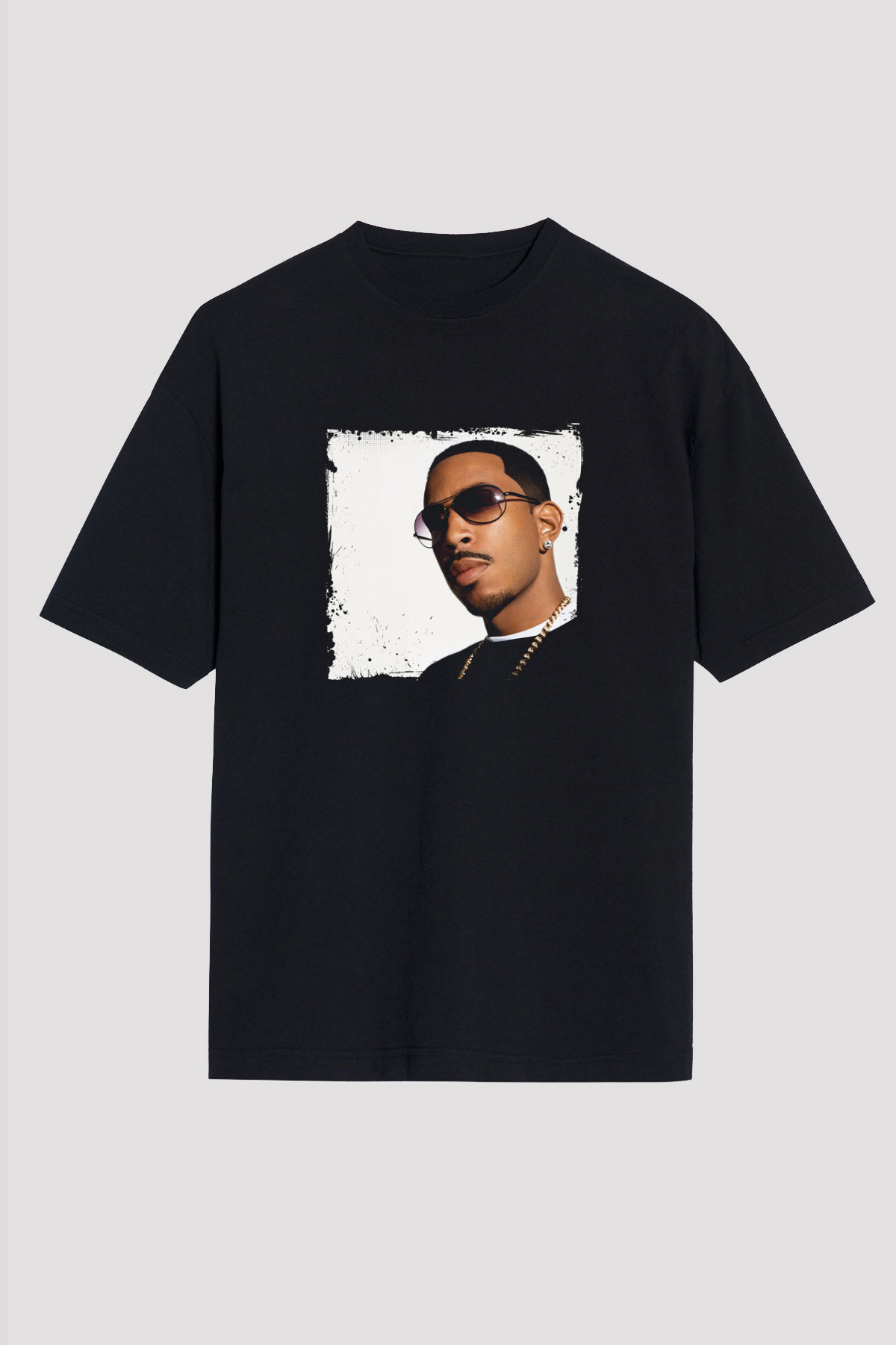 Ludacris Baskılı Unisex Oversize Siyah Tişört