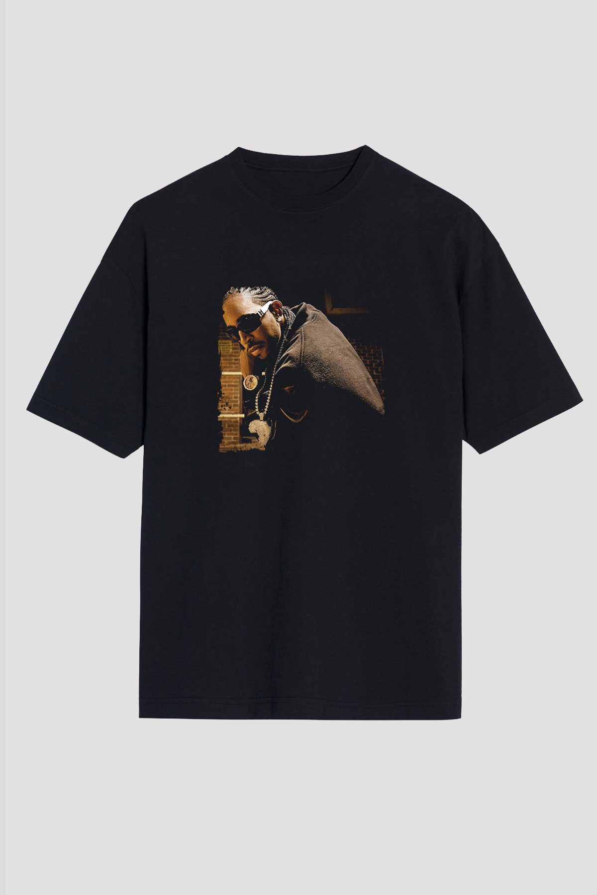 Ludacris Baskılı Unisex Oversize Siyah Tişört