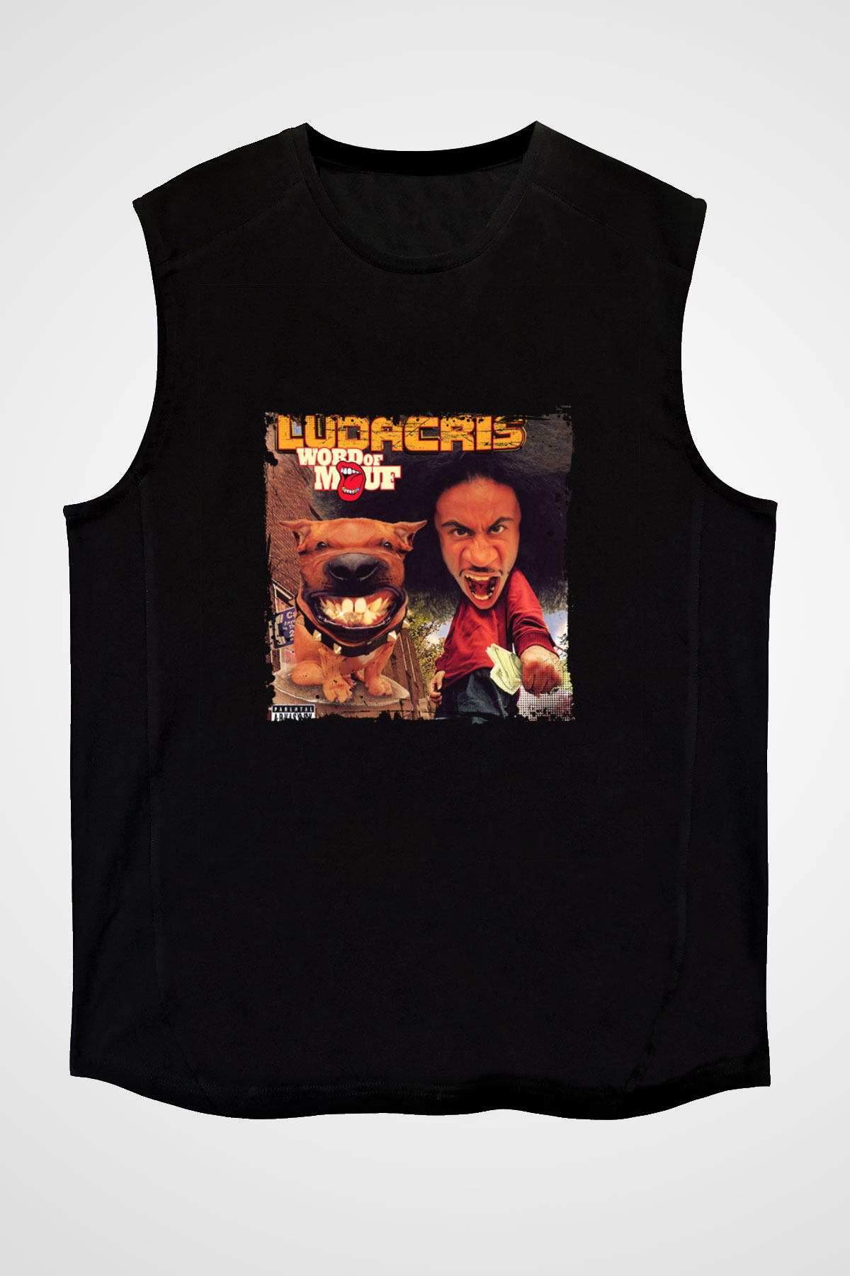 Ludacris Baskılı Unisex Siyah Kolsuz Tişört