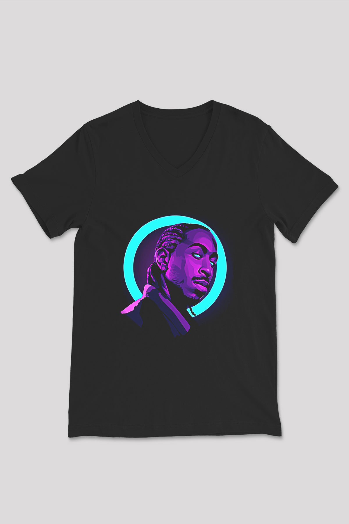 Ludacris Baskılı Unisex Siyah V Yaka Tişört - Tshirt