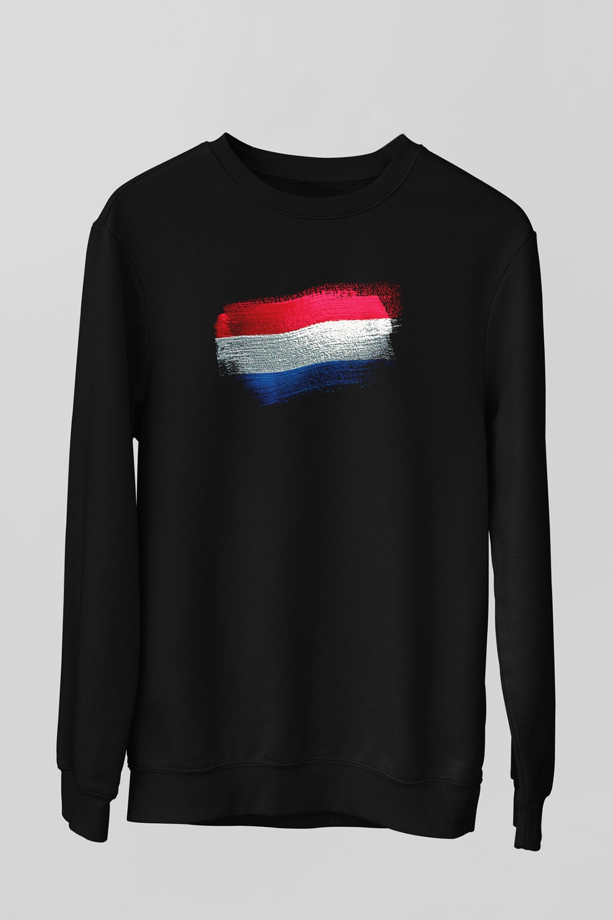 Lüksemburg - Luxembourg Bayrağı Baskılı Unisex Siyah Sweatshirt