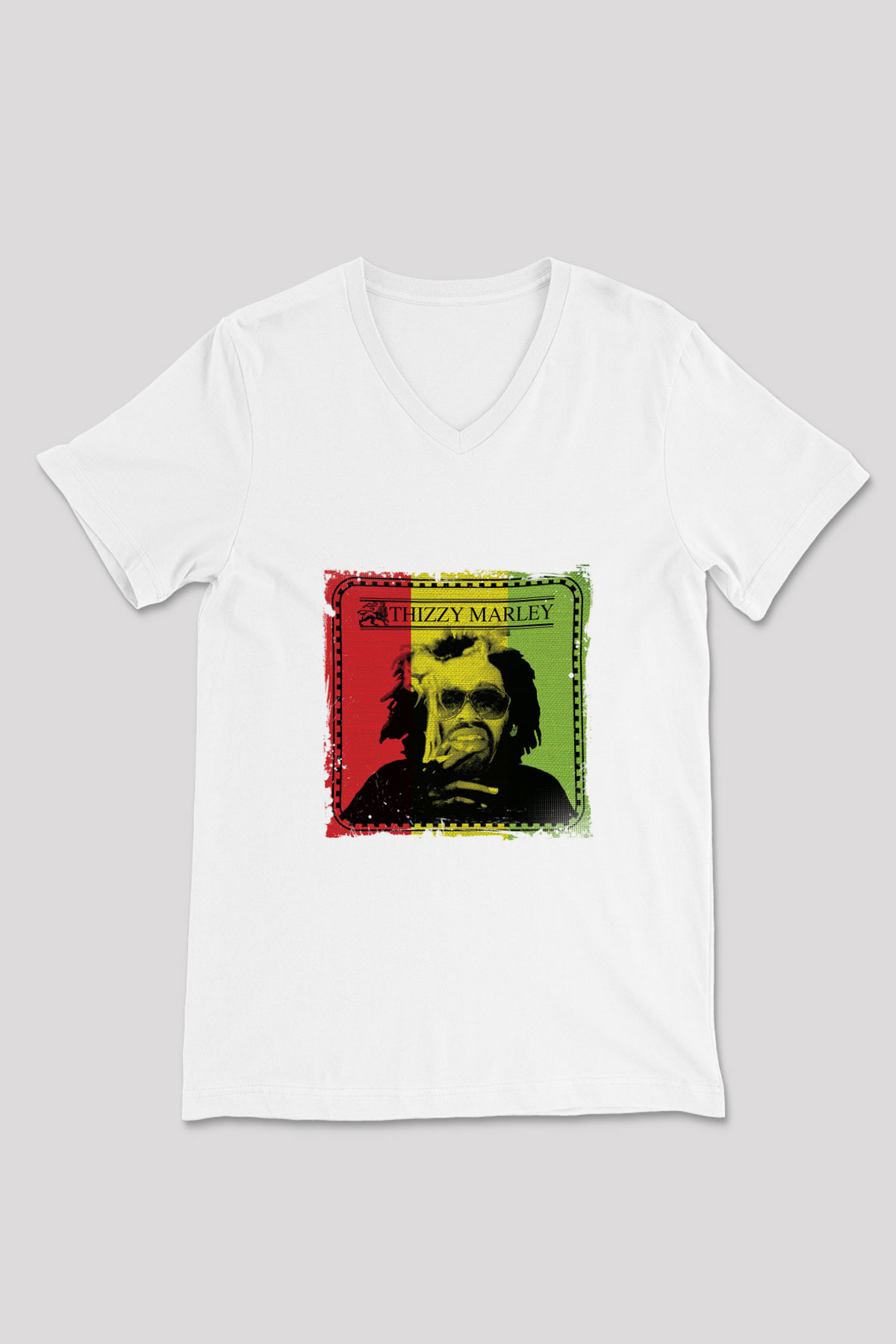 Mac Dre Baskılı Beyaz V Yaka Unisex Tişört
