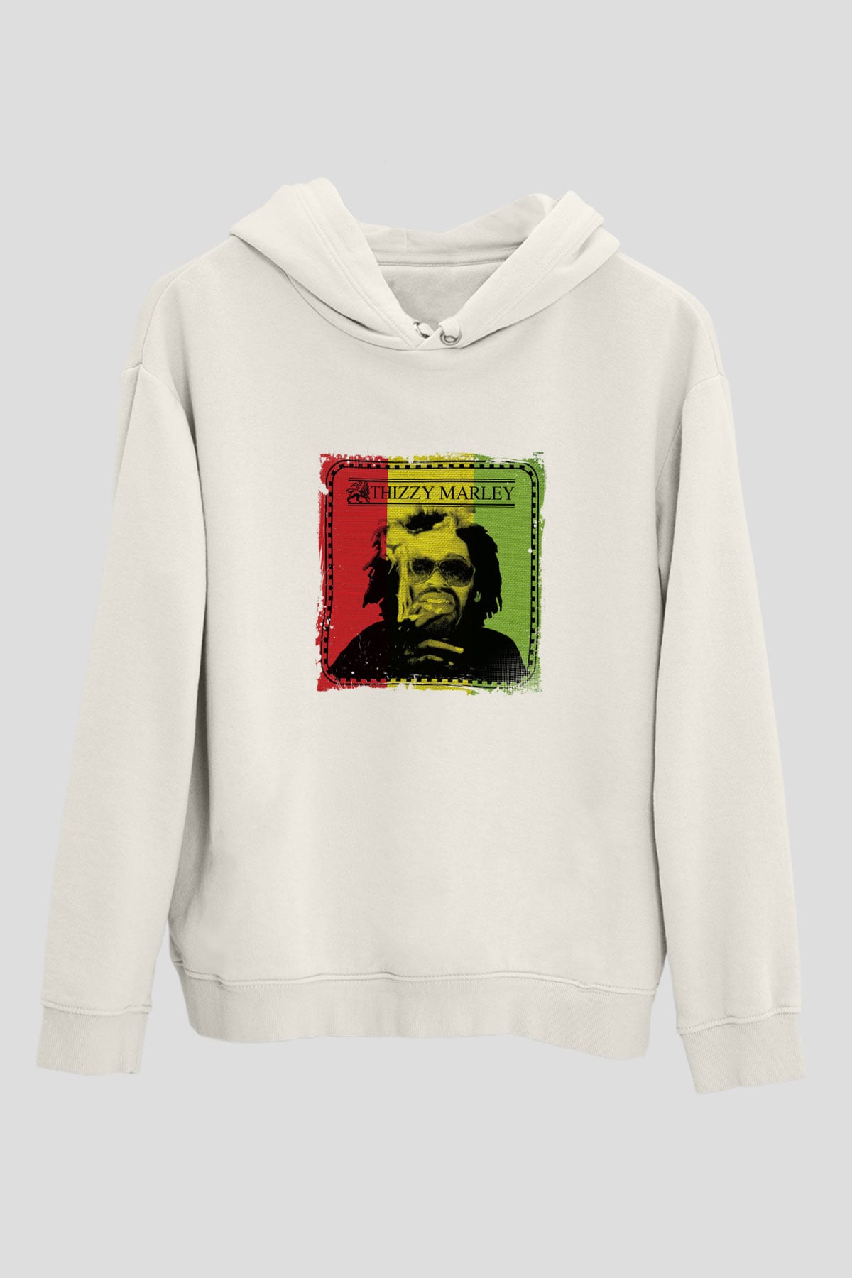 Mac Dre Baskılı Unisex Beyaz Kapüşonlu Sweatshirt