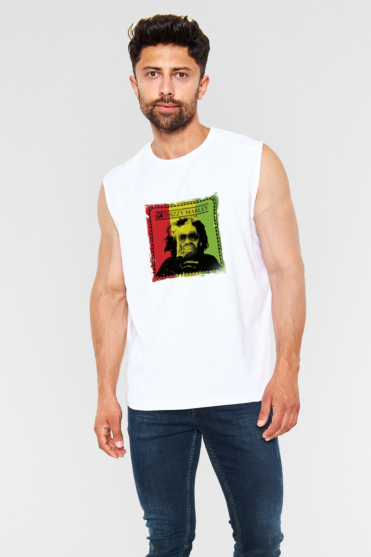 Mac Dre Baskılı Unisex Beyaz Kolsuz Tişört