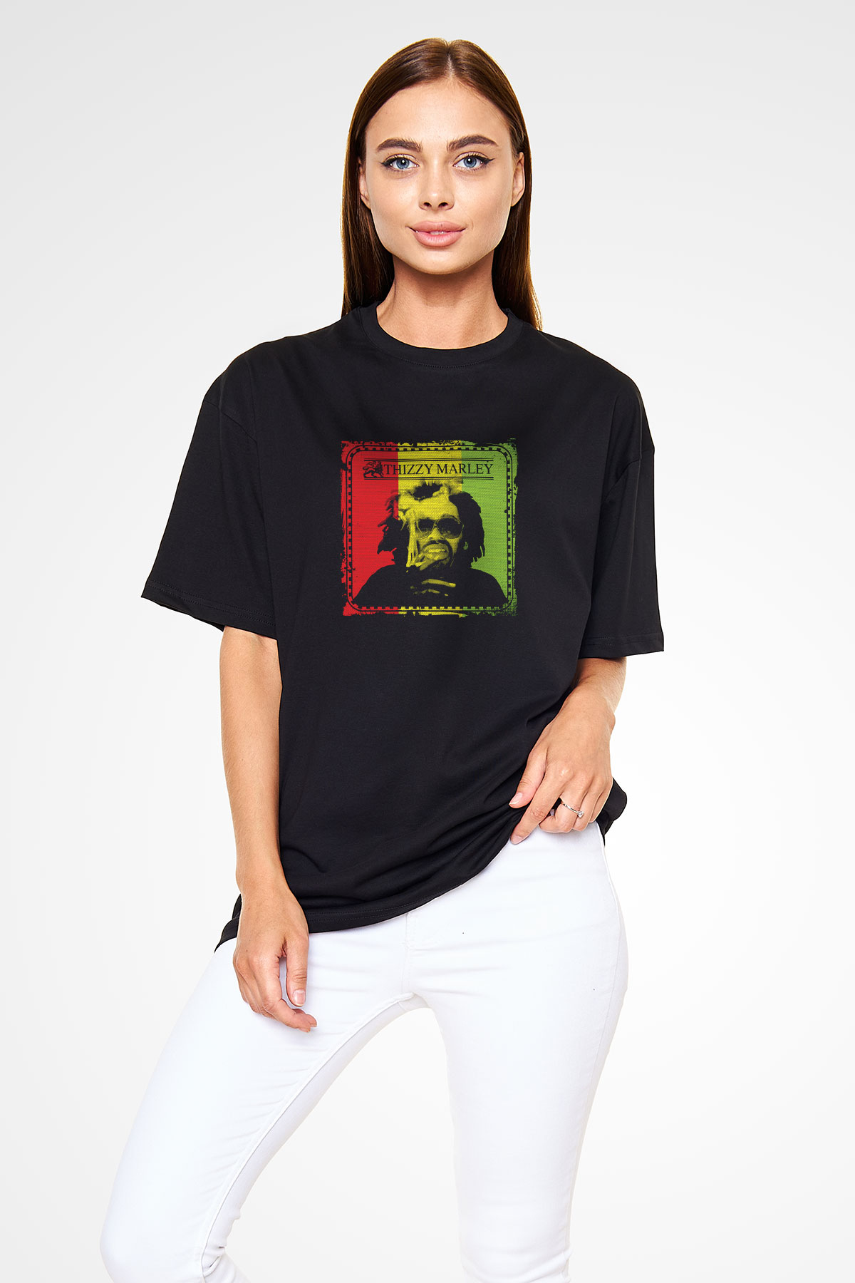 Mac Dre Baskılı Unisex Oversize Siyah Tişört