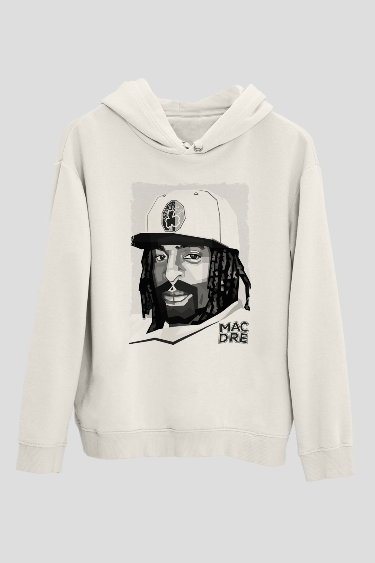 Mac Dre Beyaz Unisex Kapüşonlu Sweatshirt