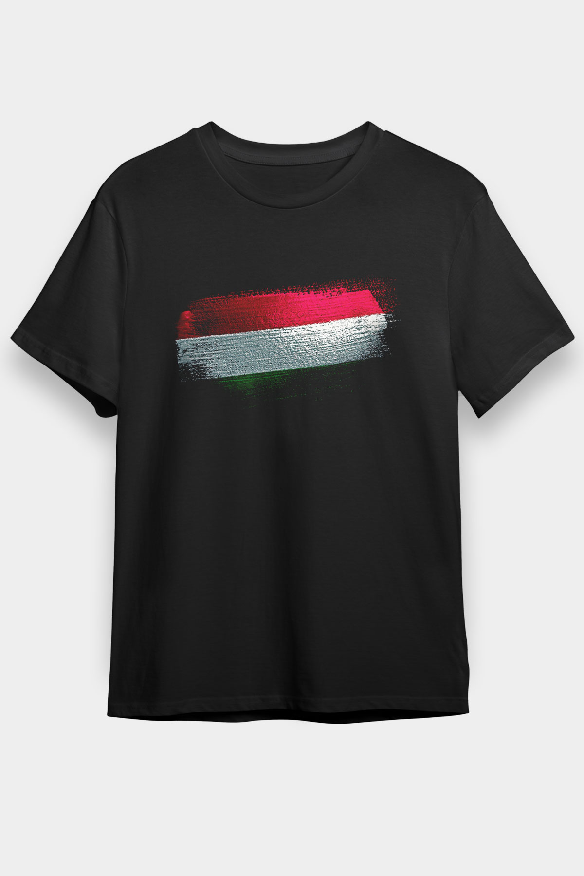 Macaristan - Hungary Bayrağı Baskılı Unisex Siyah Tişört