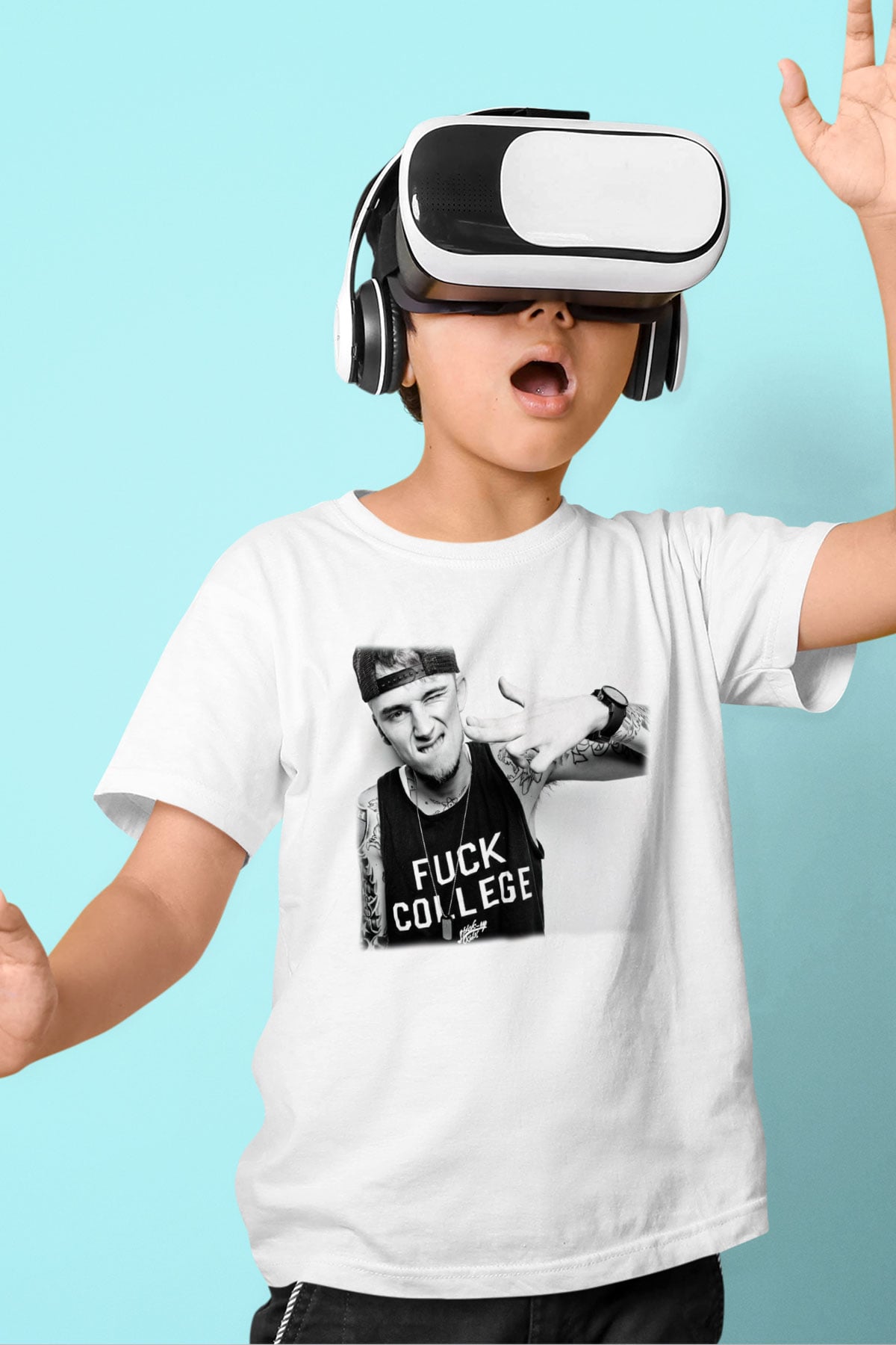 Machine Gun Kelly Baskılı Beyaz Unisex Çocuk Tişört