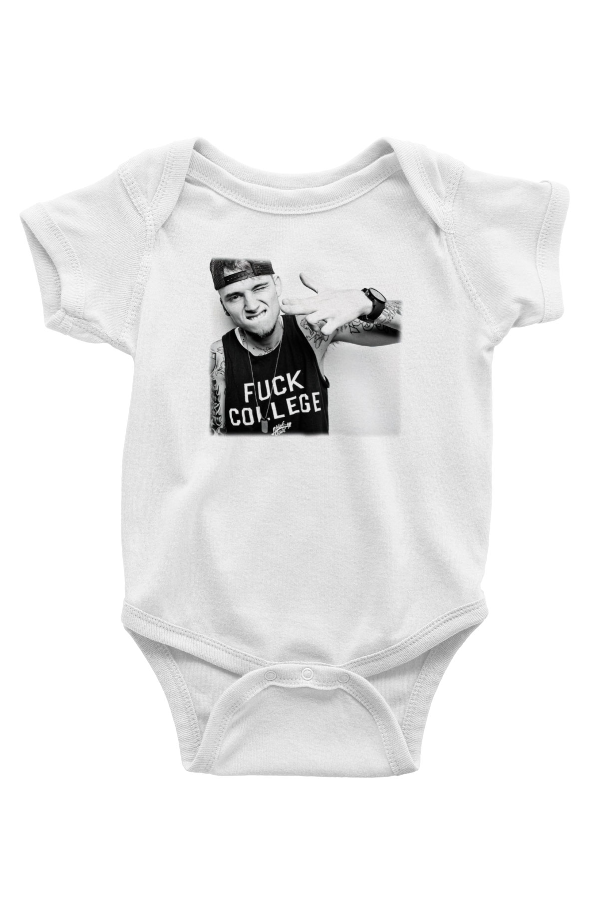 Machine Gun Kelly Baskılı Beyaz Unisex Bebek Body - Zıbın