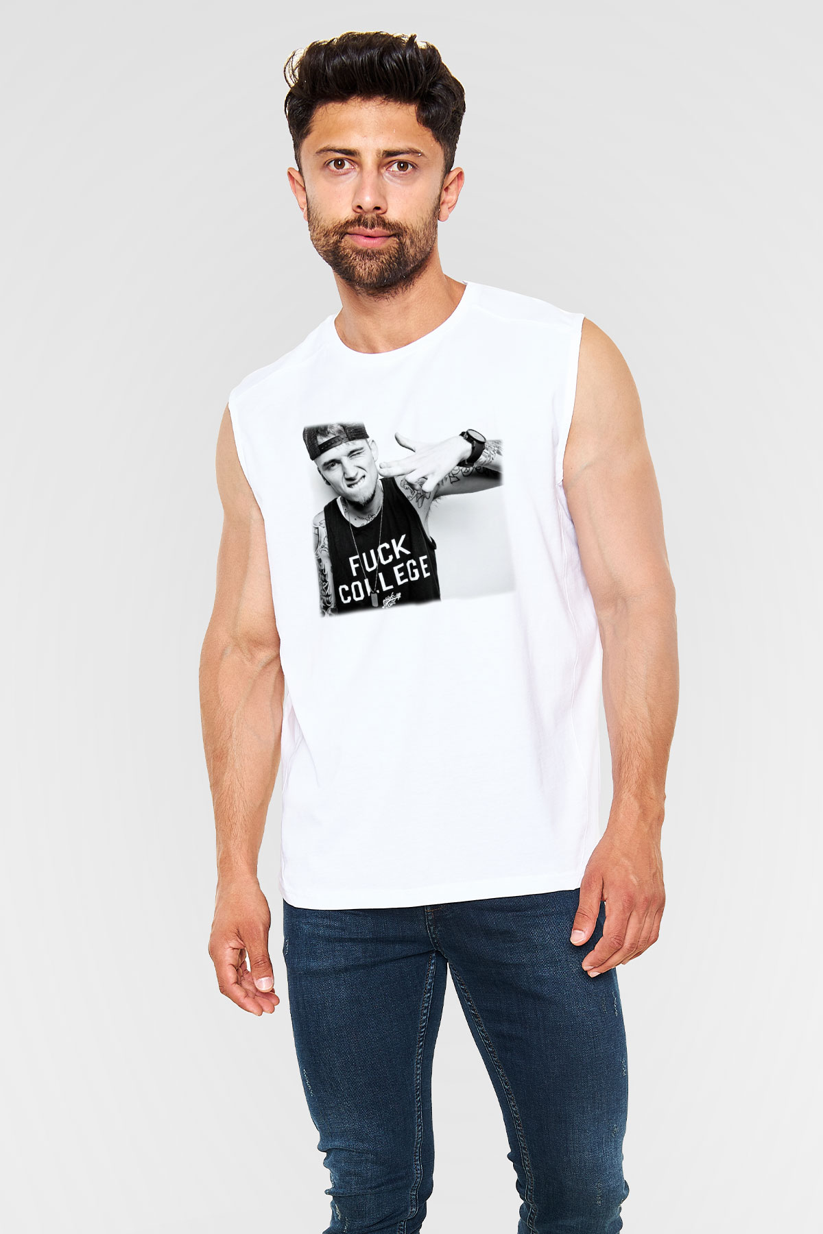 Machine Gun Kelly Beyaz Unisex Kolsuz Tişört