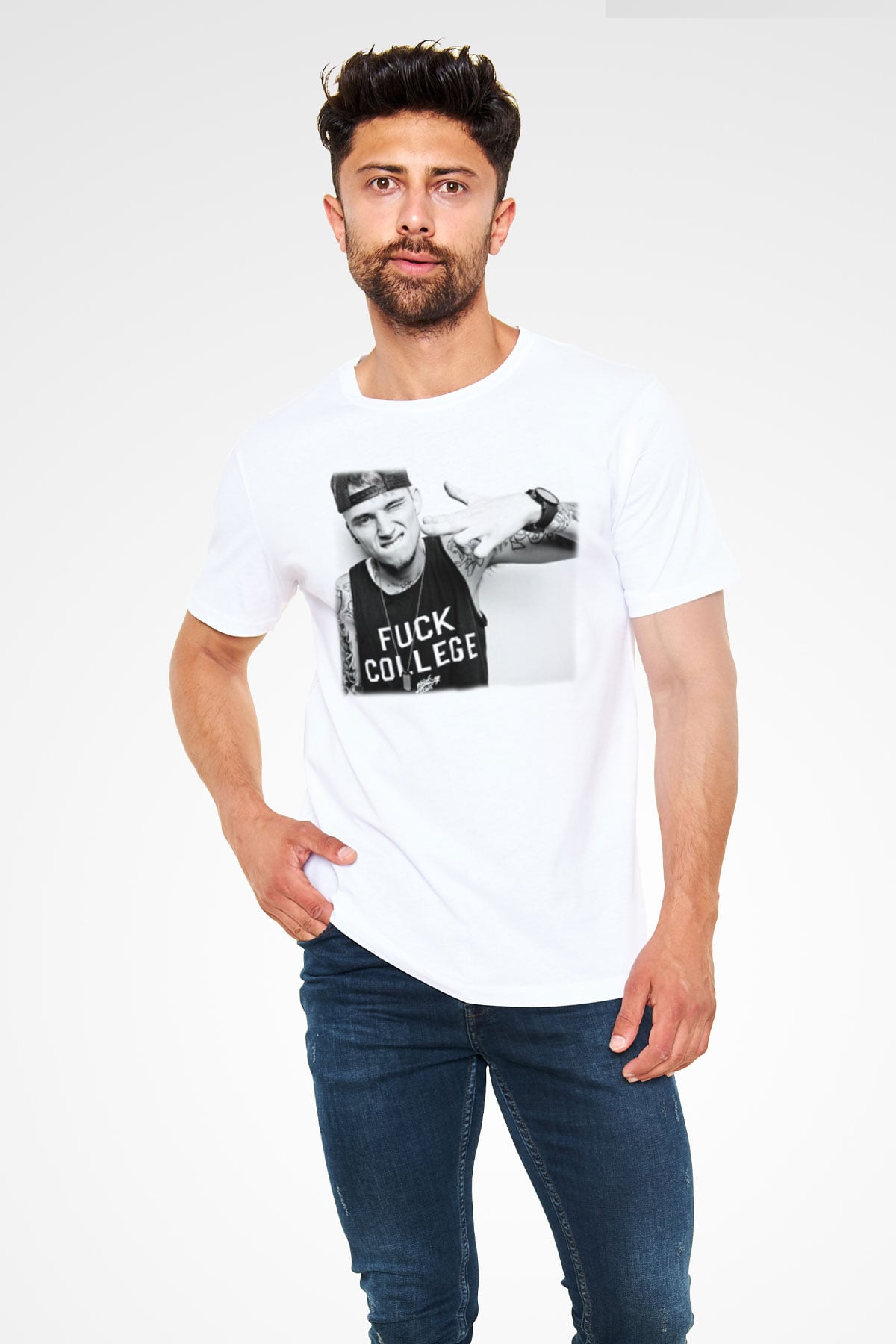 Machine Gun Kelly Beyaz Unisex Tişört T-Shirt - TişörtFabrikası