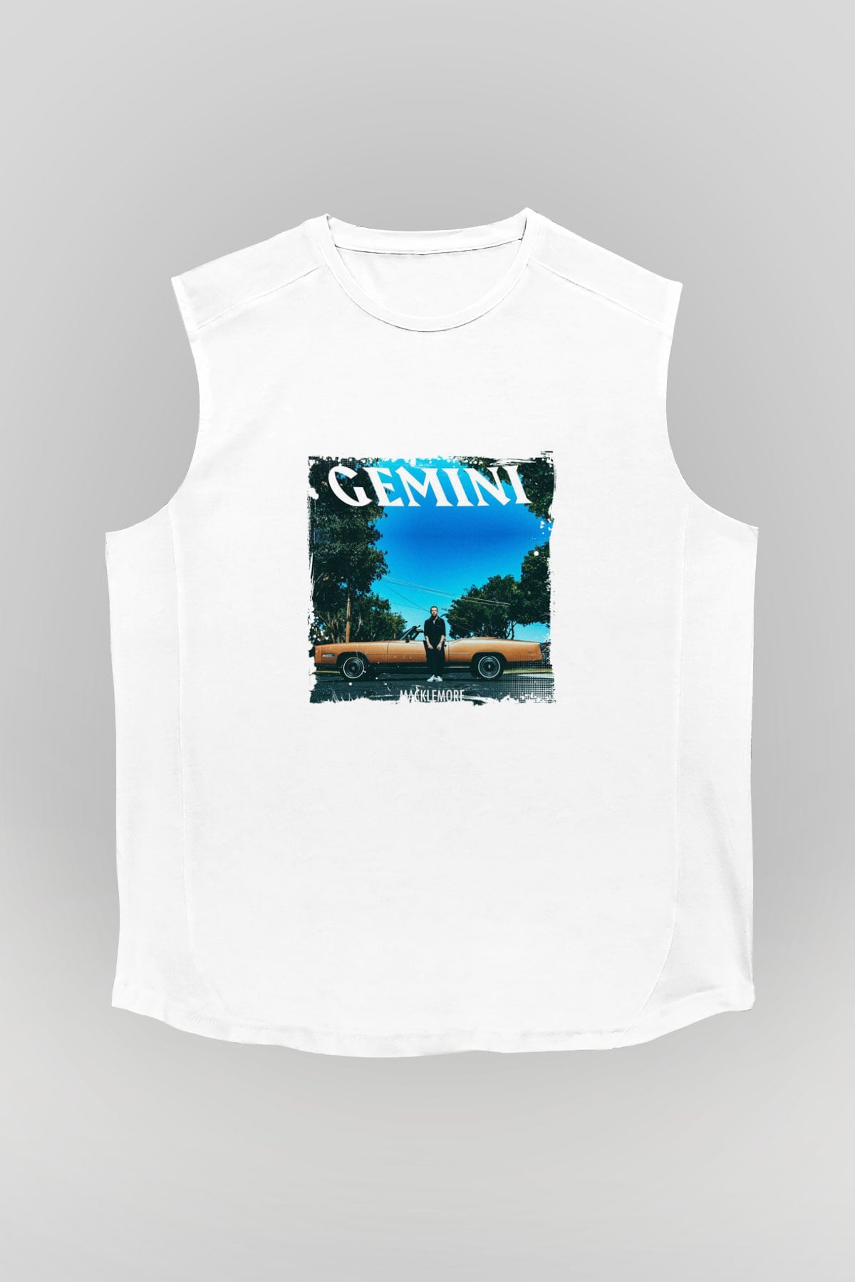 Macklemore Baskılı Unisex Beyaz Kolsuz Tişört