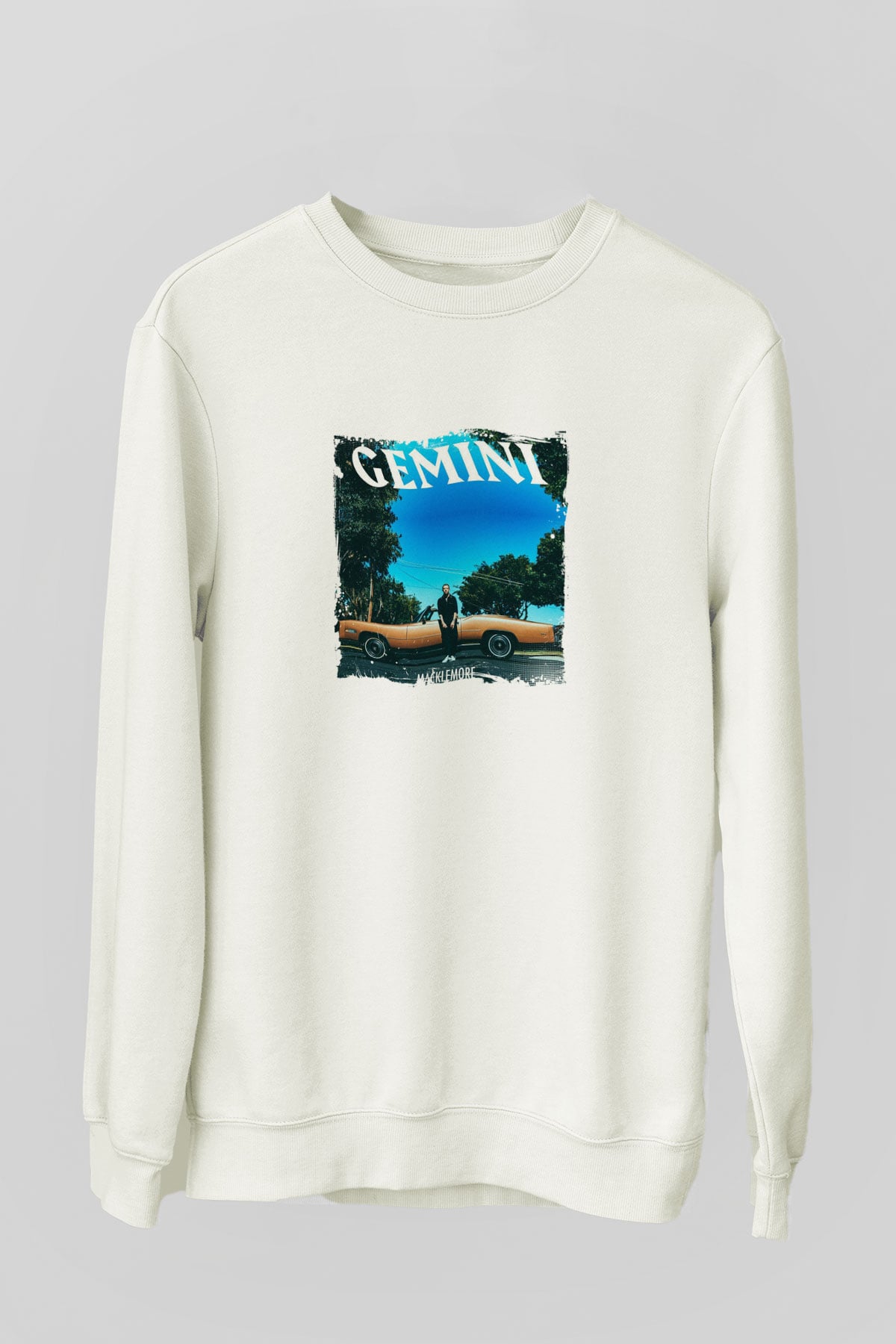 Macklemore Baskılı Unisex Beyaz Sweatshirt
